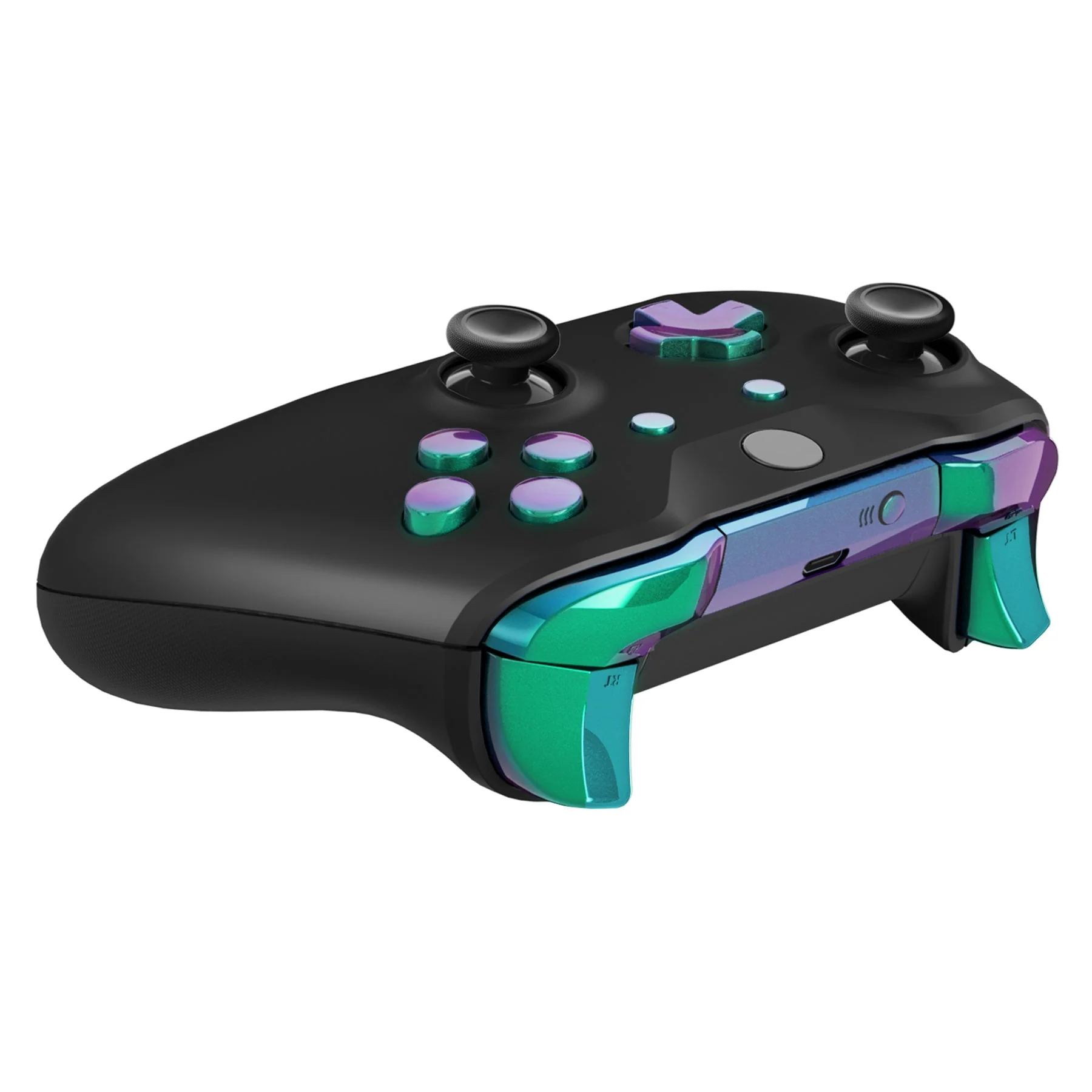 eXtremeRate Replacement Full Set Buttons for Xbox One X & S Controller (Model 1708) - Chameleon Green Purple - Image 5