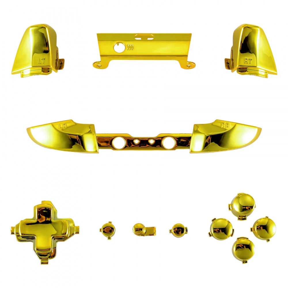 eXtremeRate Replacement Full Set Buttons for Xbox One X & S Controller (Model 1708) - Chrome Gold - Image 2