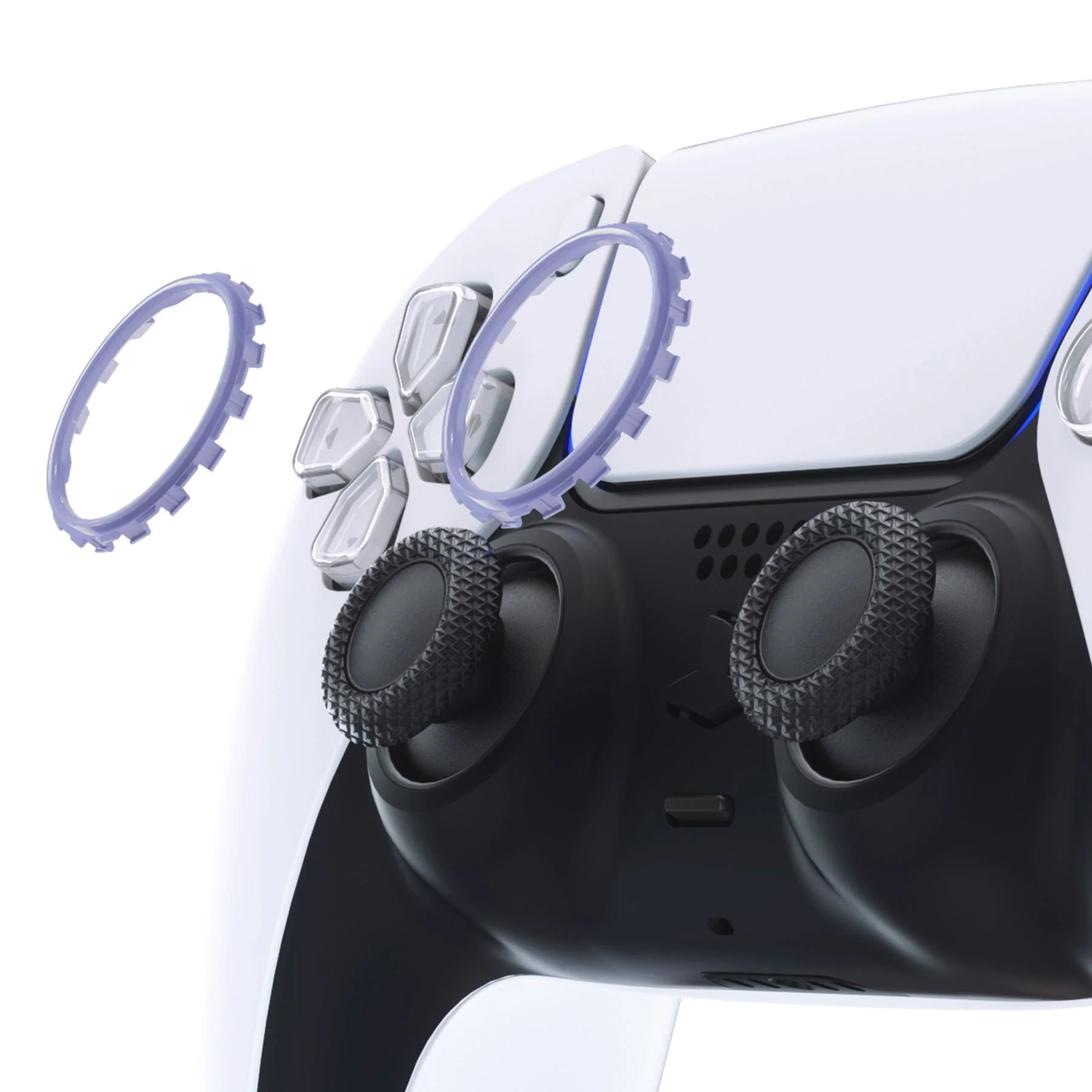 eXtremeRate Custom Replacement Accent Rings for PS5 Controller - Light Violet - Image 4