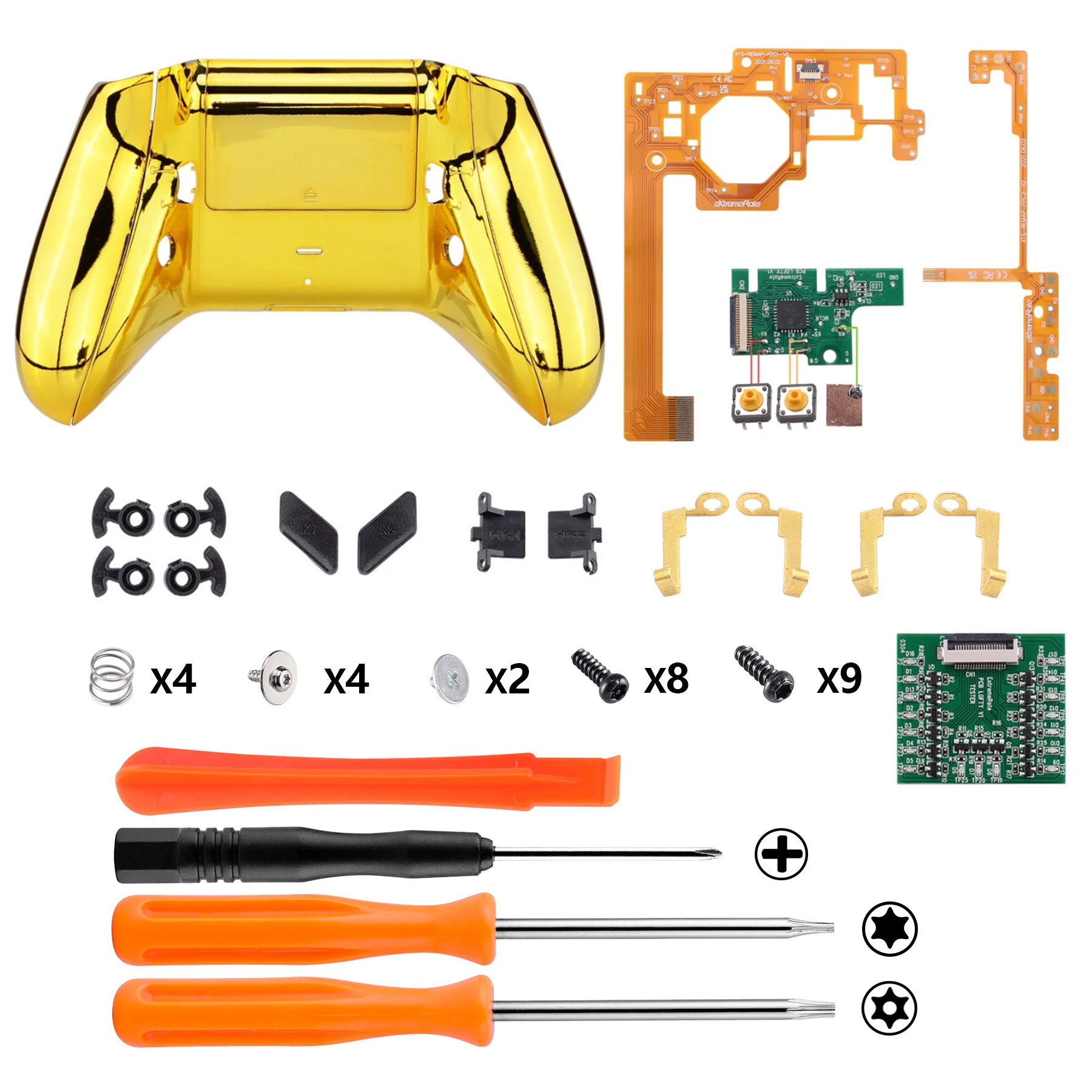 eXtremeRate Lofty Remappable Remap & Trigger Stop Kit for Xbox One X & S Controller - Chrome Gold - Image 2