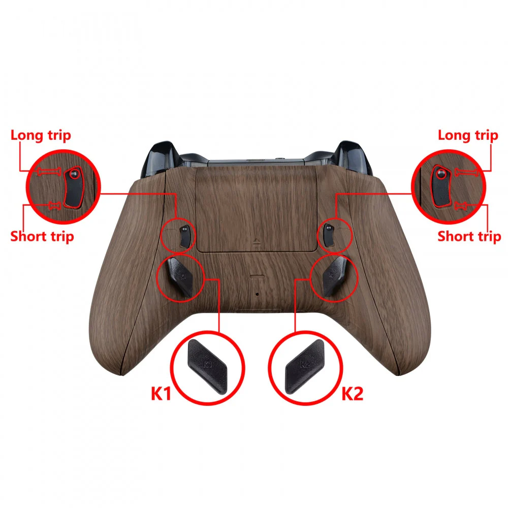 eXtremeRate Lofty Remappable Remap & Trigger Stop Kit for Xbox One X & S Controller - Wood Grain - Image 5
