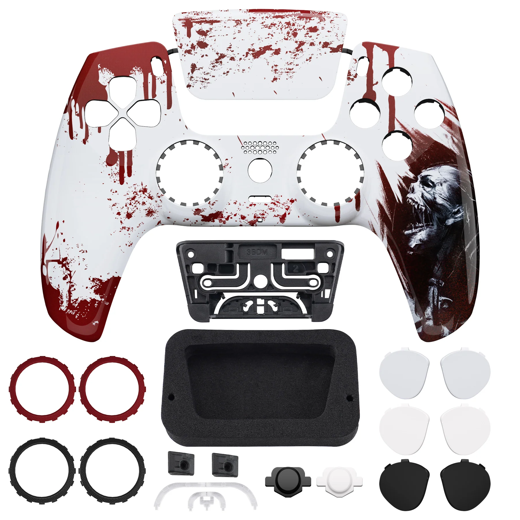 eXtremeRate LUNA Redesigned Replacement Front Shell with Touchpad Compatible with PS5 Controller BDM-010/020/030/040/050/060 - Blood Zombie - Image 4