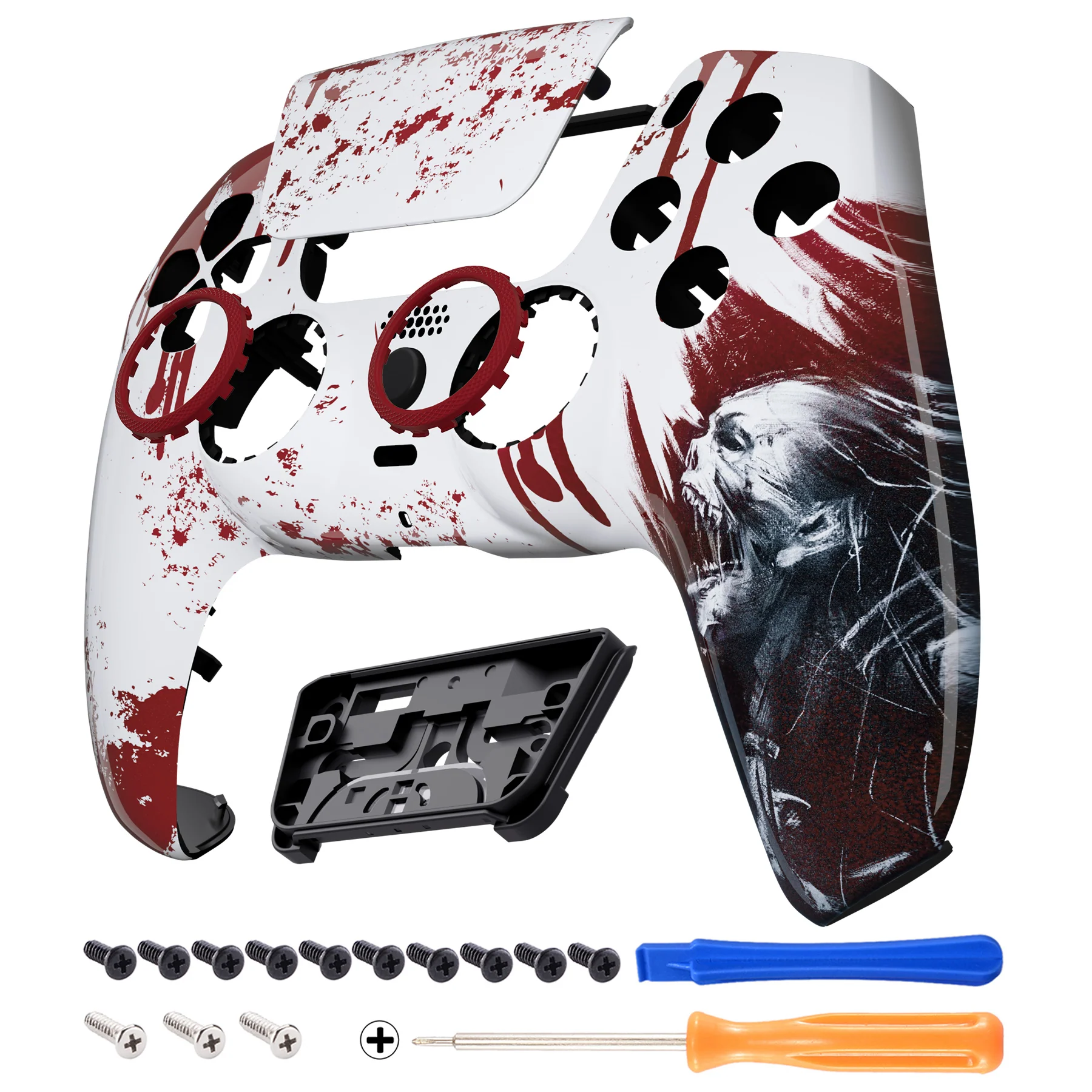 eXtremeRate LUNA Redesigned Replacement Front Shell with Touchpad Compatible with PS5 Controller BDM-010/020/030/040/050/060 - Blood Zombie - Image 8