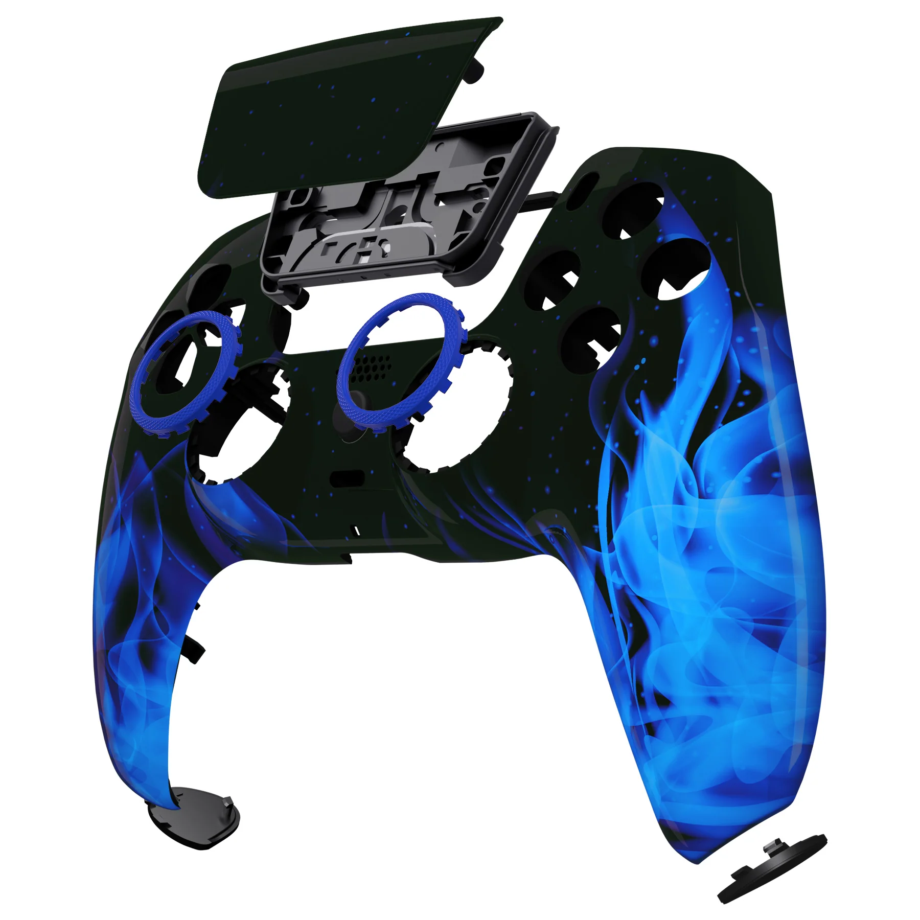 eXtremeRate LUNA Redesigned Replacement Front Shell with Touchpad Compatible with PS5 Controller BDM-010/020/030/040/050/060 - Blue Flame - Image 11