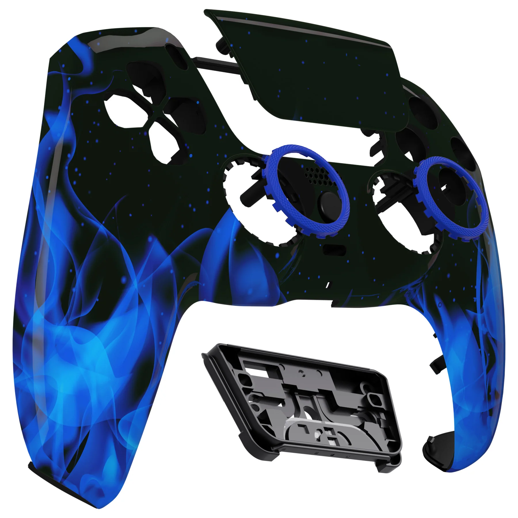 eXtremeRate LUNA Redesigned Replacement Front Shell with Touchpad Compatible with PS5 Controller BDM-010/020/030/040/050/060 - Blue Flame - Image 9