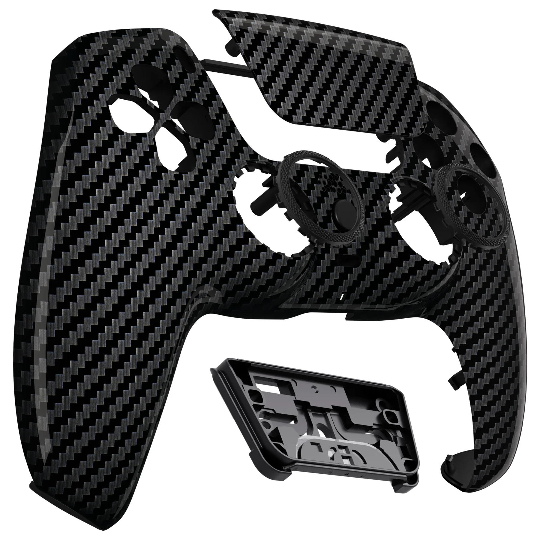 eXtremeRate LUNA Redesigned Replacement Front Shell with Touchpad Compatible with PS5 Controller BDM-010/020/030/040/050 - Graphite Carbon Fiber - Image 10