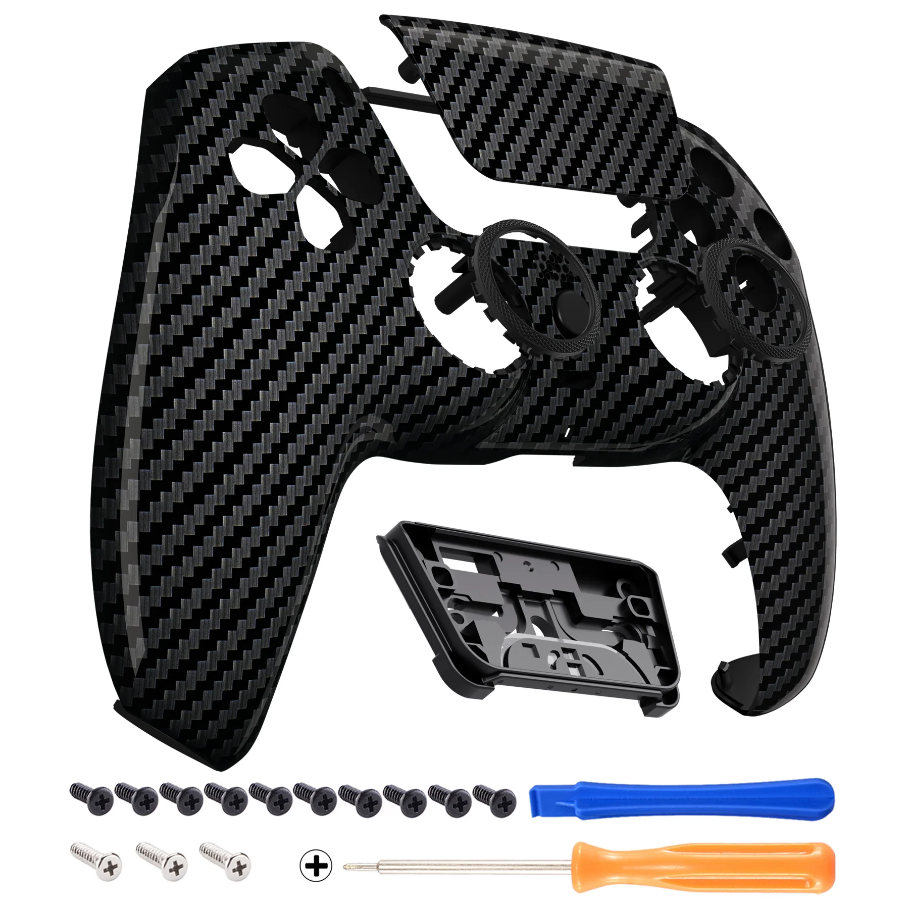 eXtremeRate LUNA Redesigned Replacement Front Shell with Touchpad Compatible with PS5 Controller BDM-010/020/030/040/050 - Graphite Carbon Fiber - Image 8