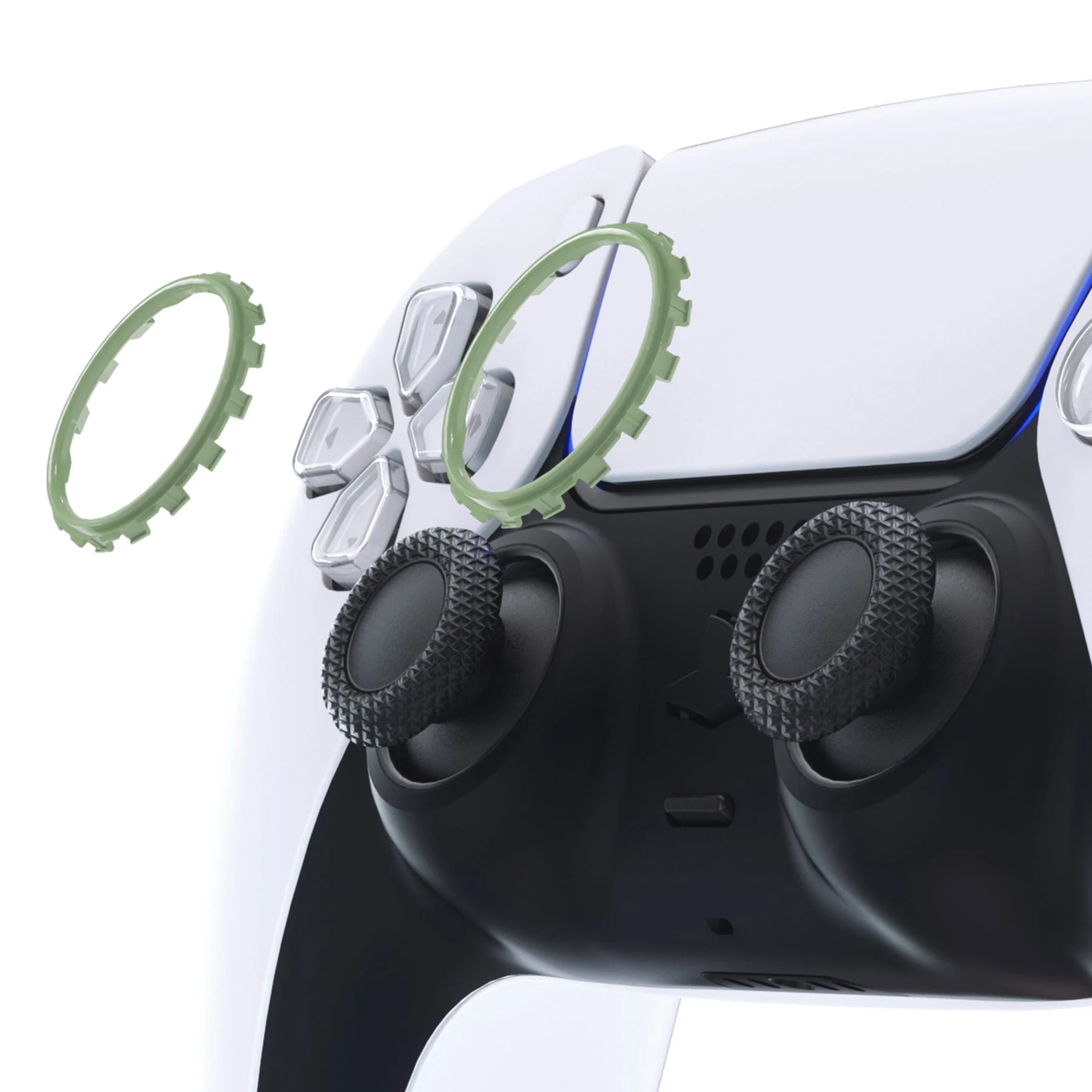 eXtremeRate Custom Replacement Accent Rings for PS5 Controller - Matcha Green - Image 4