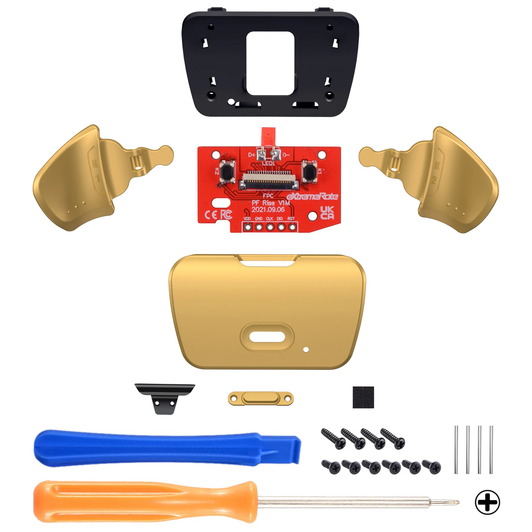 eXtremeRate Real Metal Buttons (RMB) Version Redesigned K1 K2 Back Buttons & Remap PCB Board for eXtremerate RISE Remap Kit, Compatible with PS5 Controller - Gold - Image 2