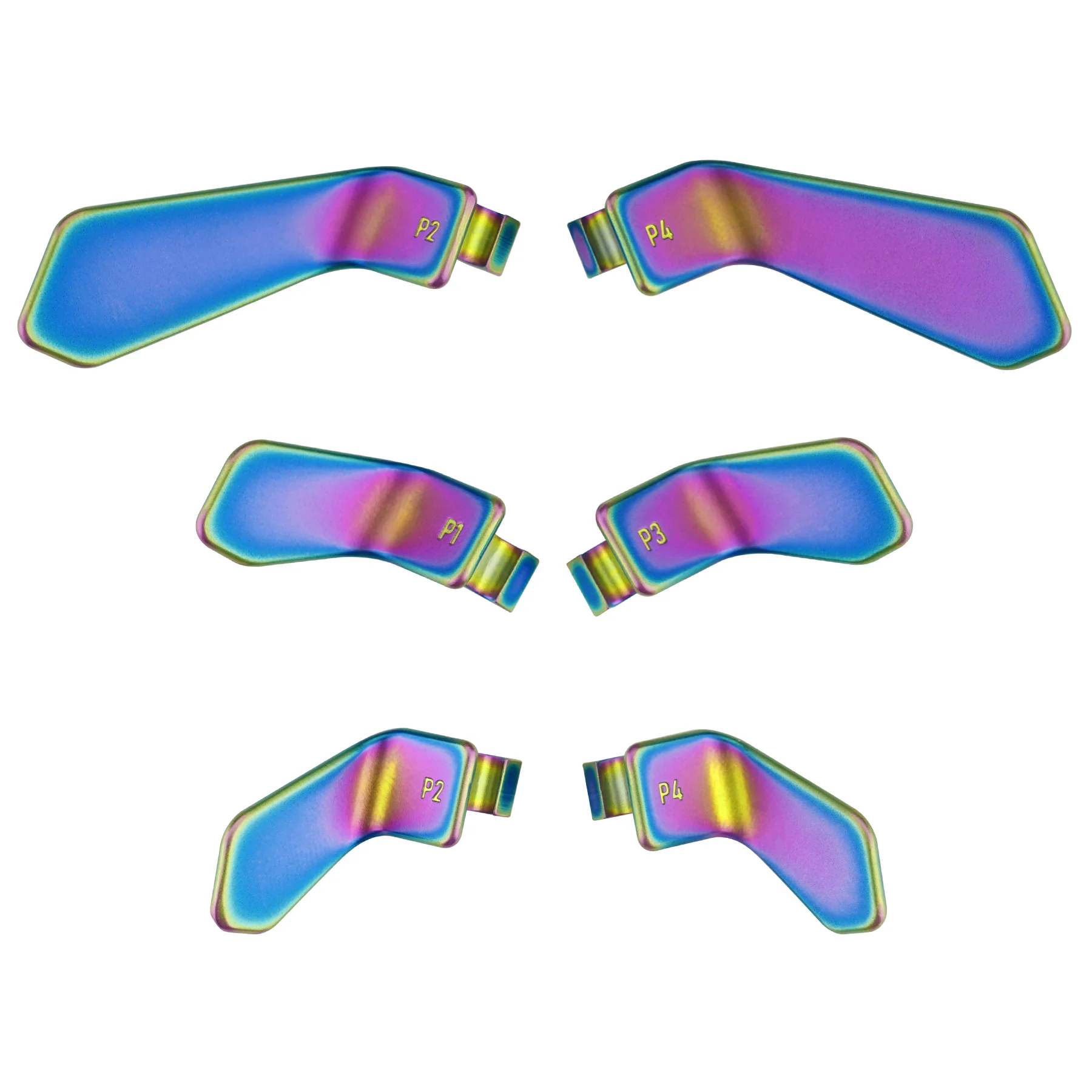 eXtremeRate 6 in 1 Metalic Replacement Interchangeable Swift Back Paddles for Xbox One Elite & Xbox Elite Series 2 & Elite 2 Core Controller - Rainbow Aura Blue & Purple - Image 2