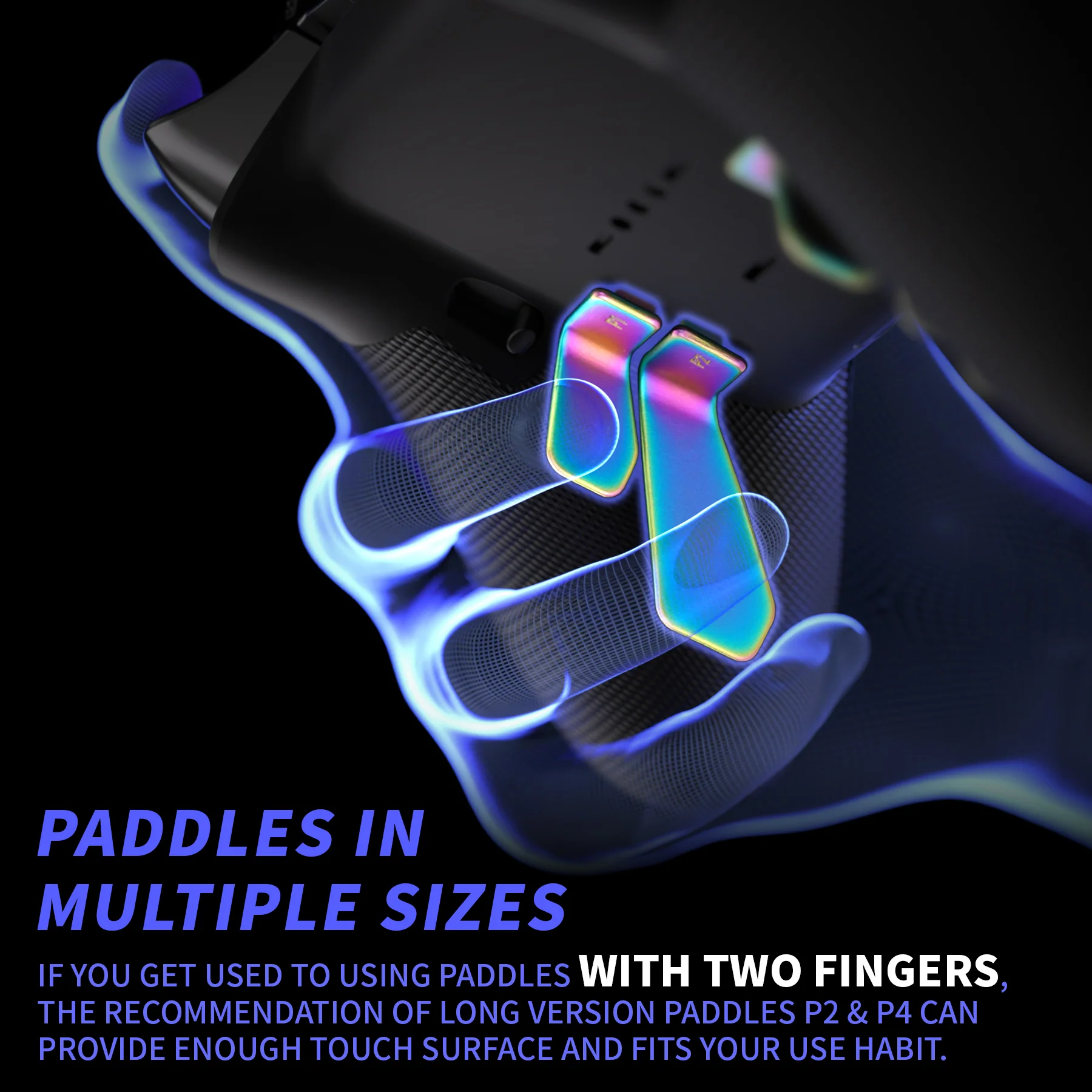 eXtremeRate 6 in 1 Metalic Replacement Interchangeable Swift Back Paddles for Xbox One Elite & Xbox Elite Series 2 & Elite 2 Core Controller - Rainbow Aura Blue & Purple - Image 5