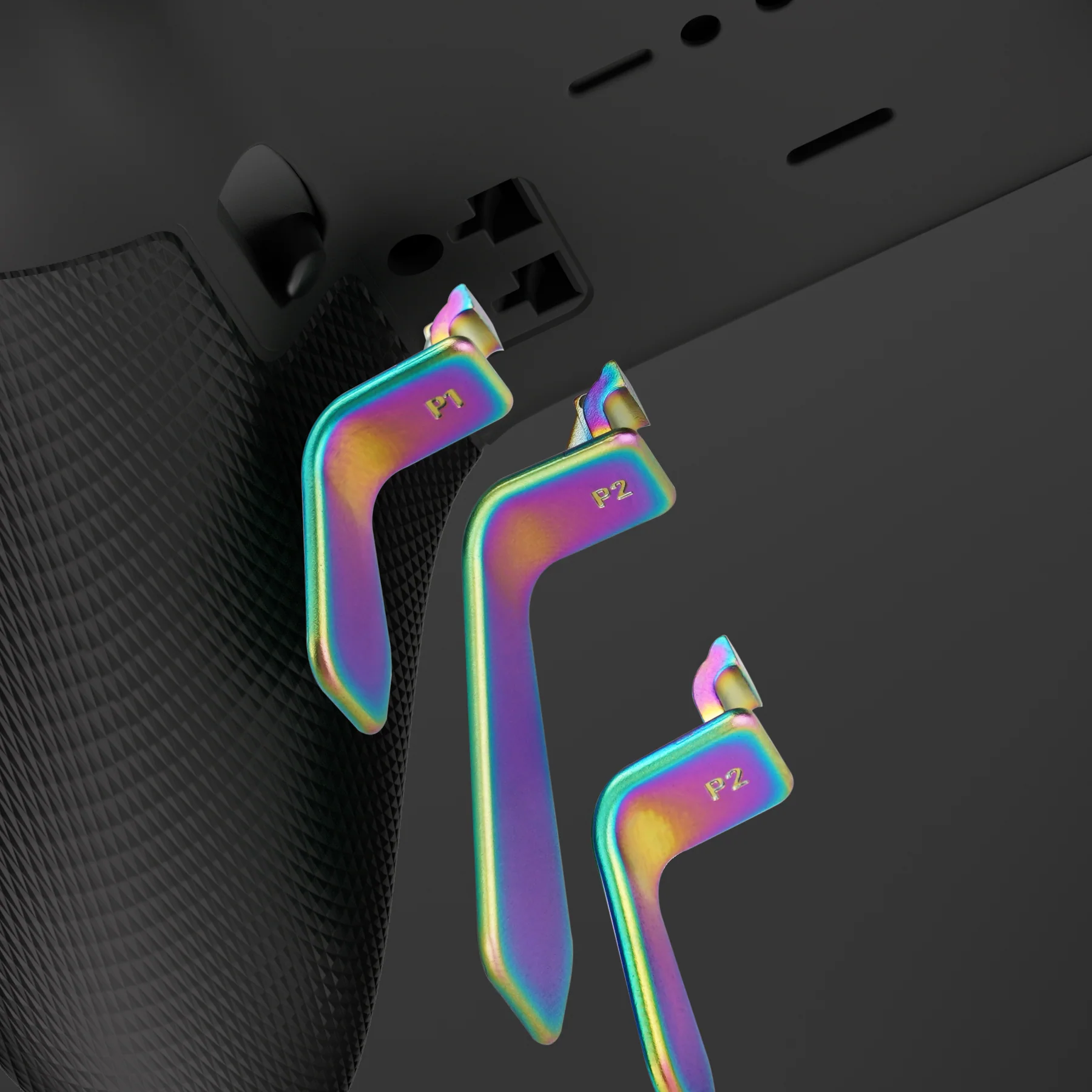eXtremeRate 6 in 1 Metalic Replacement Interchangeable Swift Back Paddles for Xbox One Elite & Xbox Elite Series 2 & Elite 2 Core Controller - Rainbow Aura Blue & Purple - Image 7