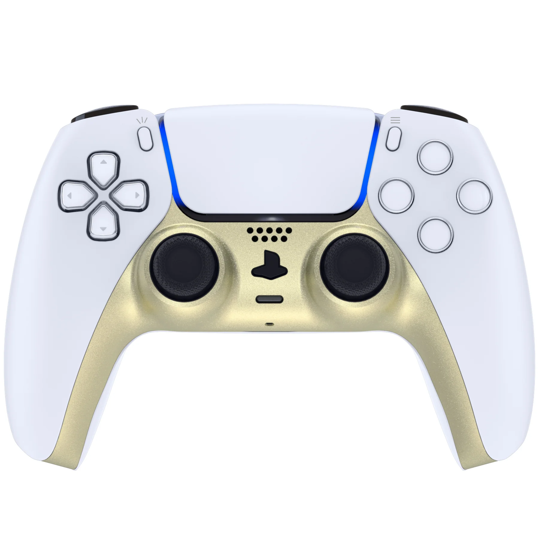 eXtremeRate Replacement Decorative Trim Shell with Accent Rings Compatible with PS5 Controller BDM-010/020/030/040/050 - Metallic Champagne Gold - Image 2
