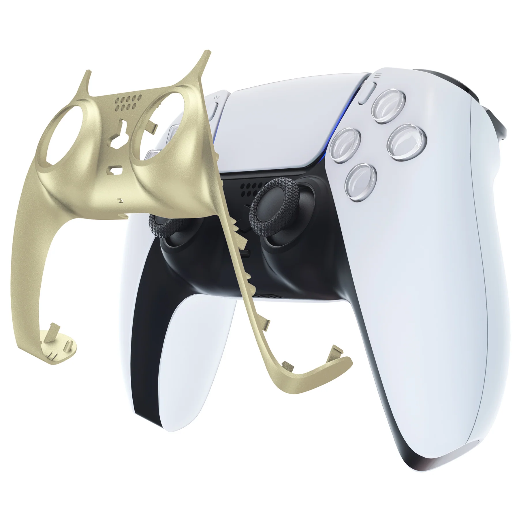 eXtremeRate Replacement Decorative Trim Shell with Accent Rings Compatible with PS5 Controller BDM-010/020/030/040/050 - Metallic Champagne Gold - Image 7
