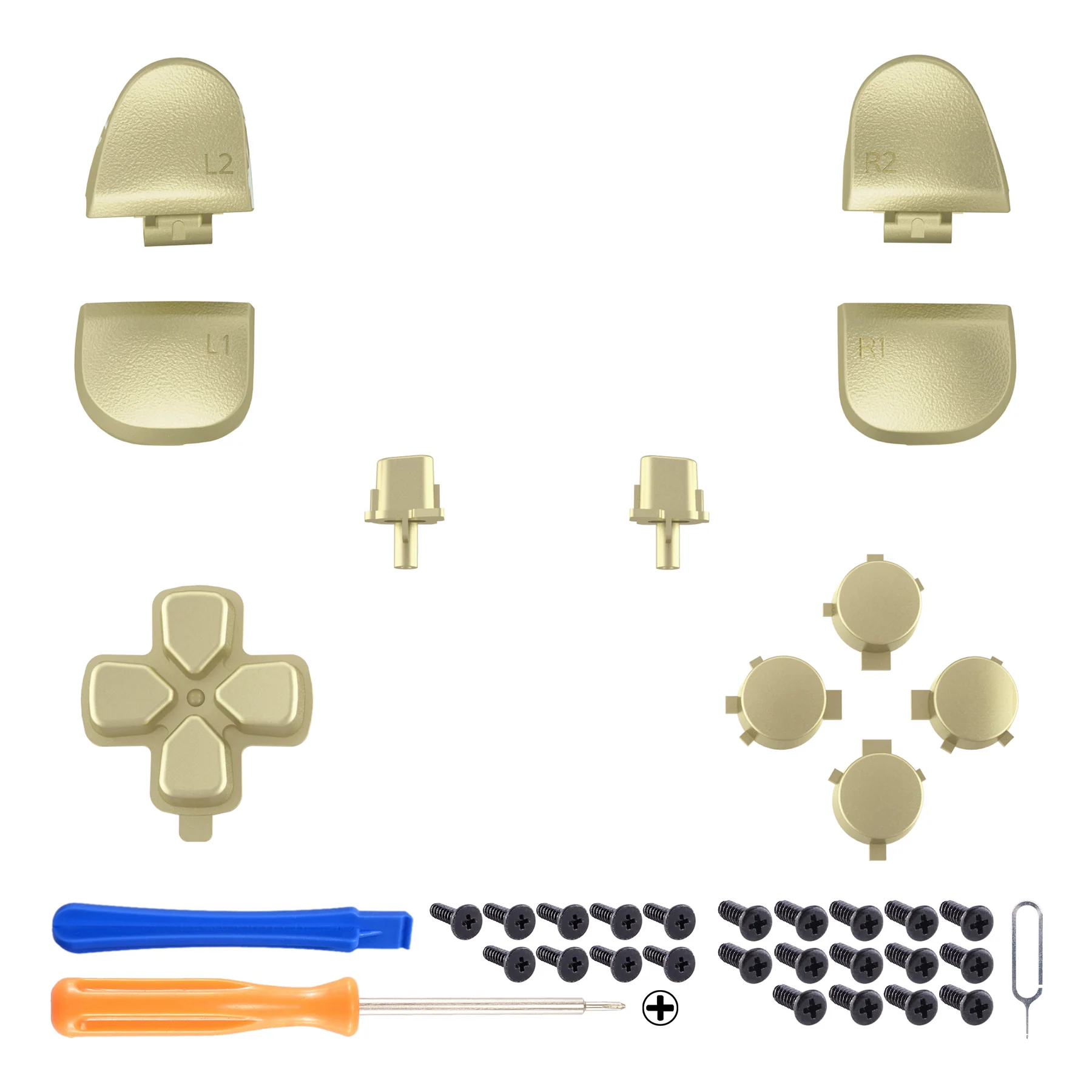 eXtremeRate Replacement Full Set Buttons Compatible with PS5 Controller BDM-030/040/050/060 - Metallic Champagne Gold - Image 2
