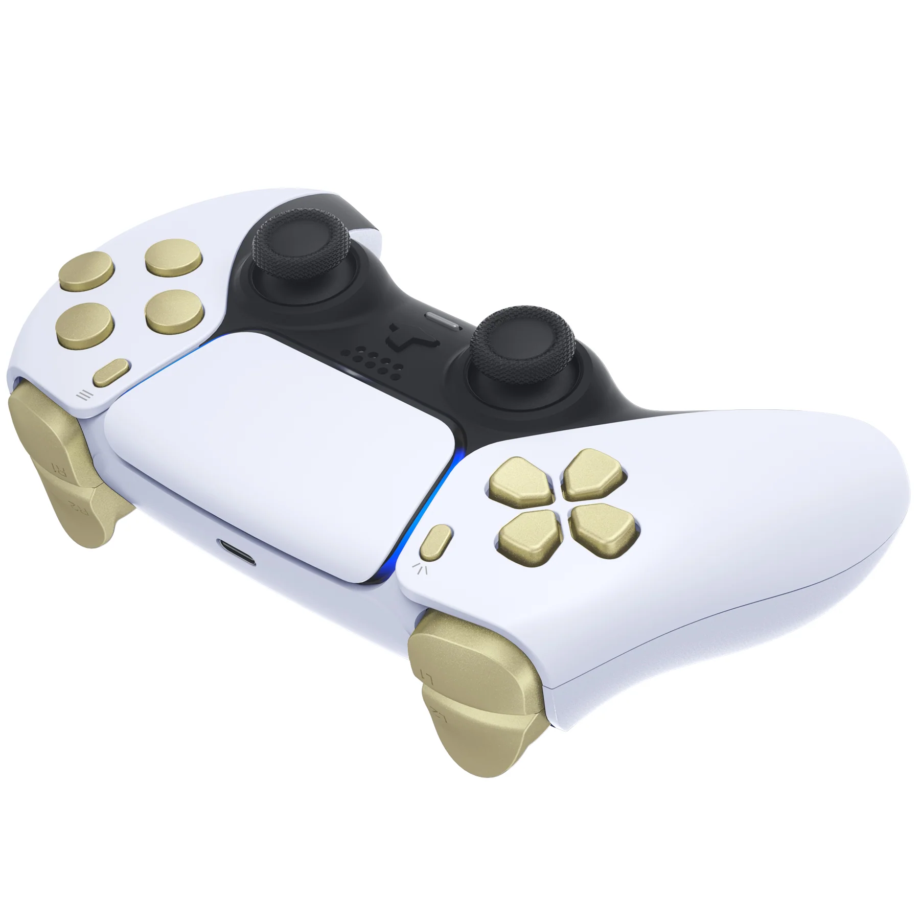 eXtremeRate Replacement Full Set Buttons Compatible with PS5 Controller BDM-030/040/050/060 - Metallic Champagne Gold - Image 7