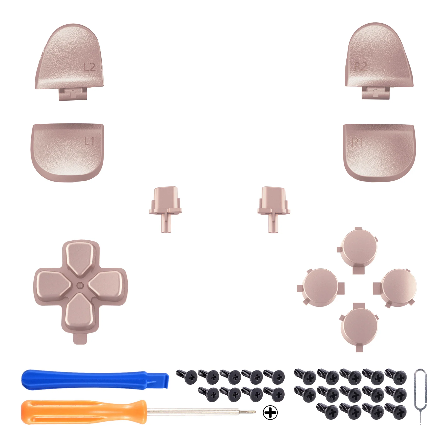 eXtremeRate Replacement Full Set Buttons Compatible with PS5 Controller BDM-030/040/050/060 - Metallic Rose Gold - Image 2