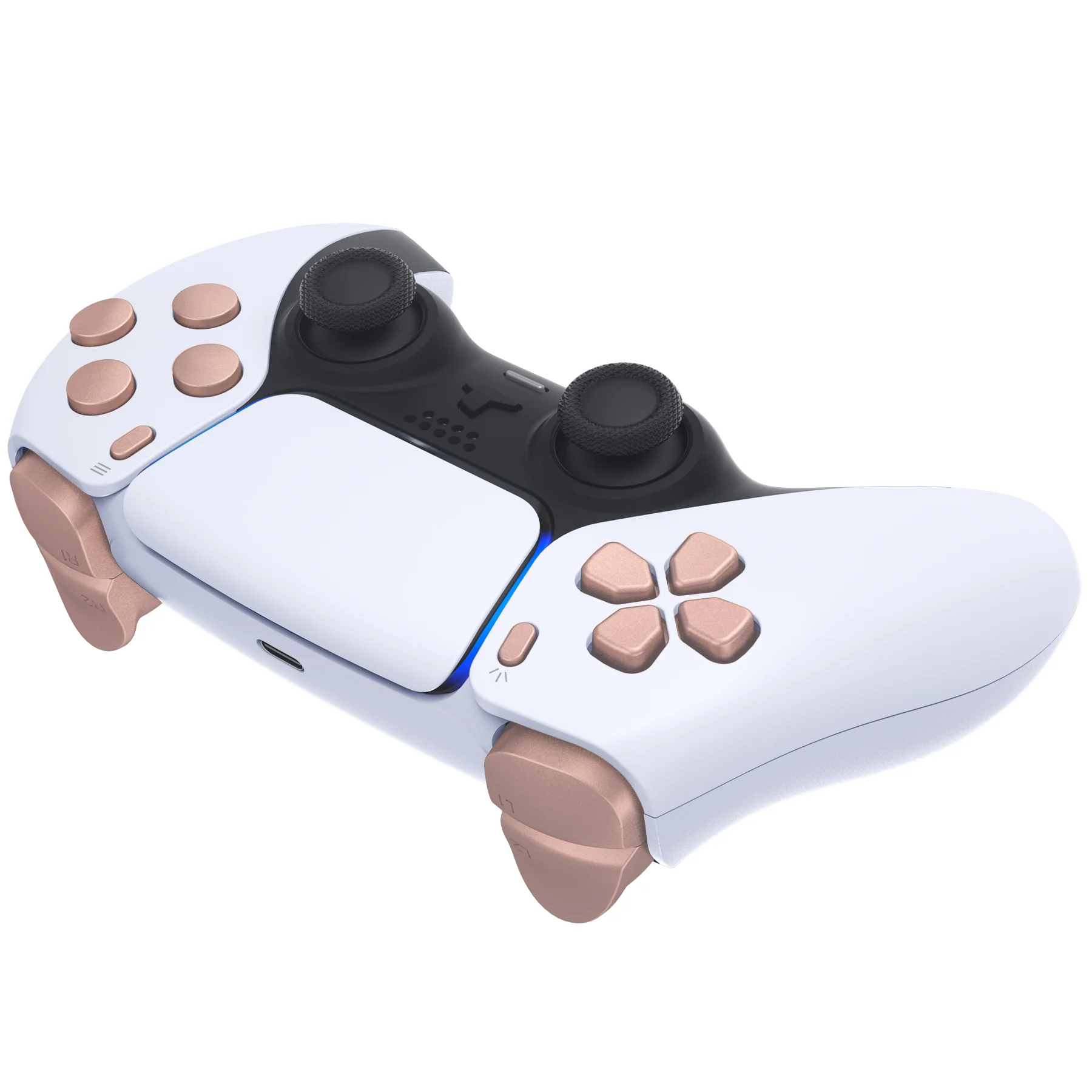 eXtremeRate Replacement Full Set Buttons Compatible with PS5 Controller BDM-030/040/050/060 - Metallic Rose Gold - Image 7