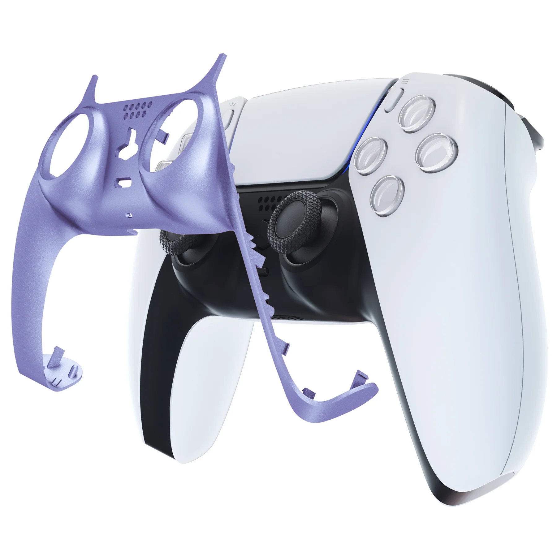 eXtremeRate Replacement Decorative Trim Shell with Accent Rings Compatible with PS5 Controller BDM-010/020/030/040/050 - Metallic Snowstorm Mauve - Image 7