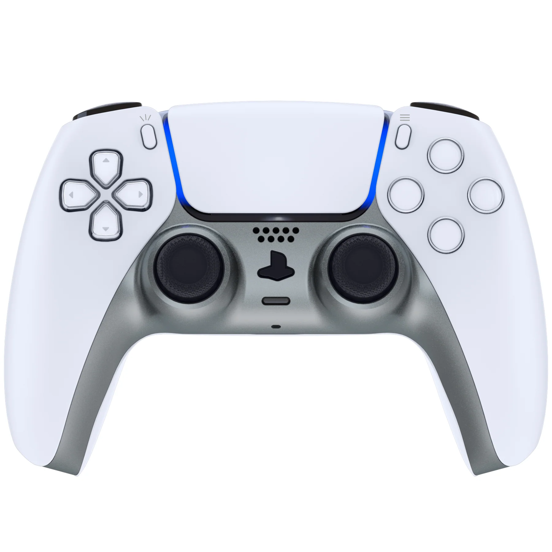 eXtremeRate Replacement Decorative Trim Shell with Accent Rings Compatible with PS5 Controller BDM-010/020/030/040/050 - Metallic Steel Gray - Image 2