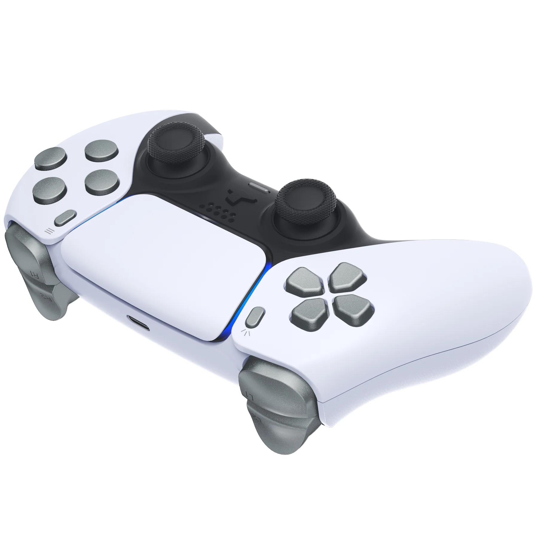 eXtremeRate Replacement Full Set Buttons Compatible with PS5 Controller BDM-030/040/050/060 - Metallic Steel Gray - Image 7