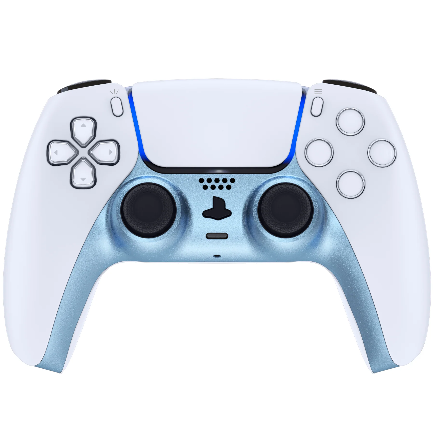 eXtremeRate Replacement Decorative Trim Shell with Accent Rings Compatible with PS5 Controller BDM-010/020/030/040/050 - Metallic Titanium Blue - Image 2