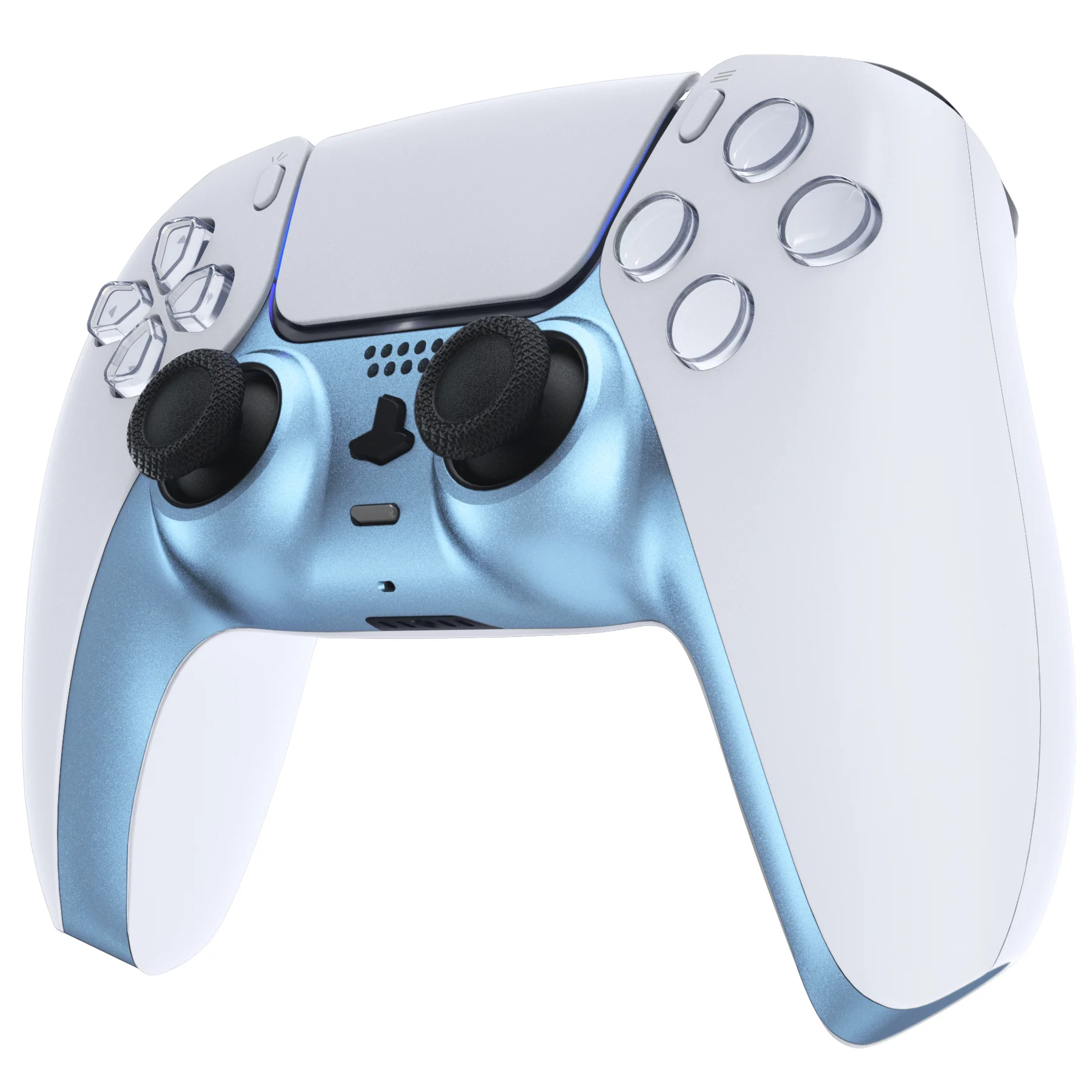 eXtremeRate Replacement Decorative Trim Shell with Accent Rings Compatible with PS5 Controller BDM-010/020/030/040/050 - Metallic Titanium Blue - Image 4