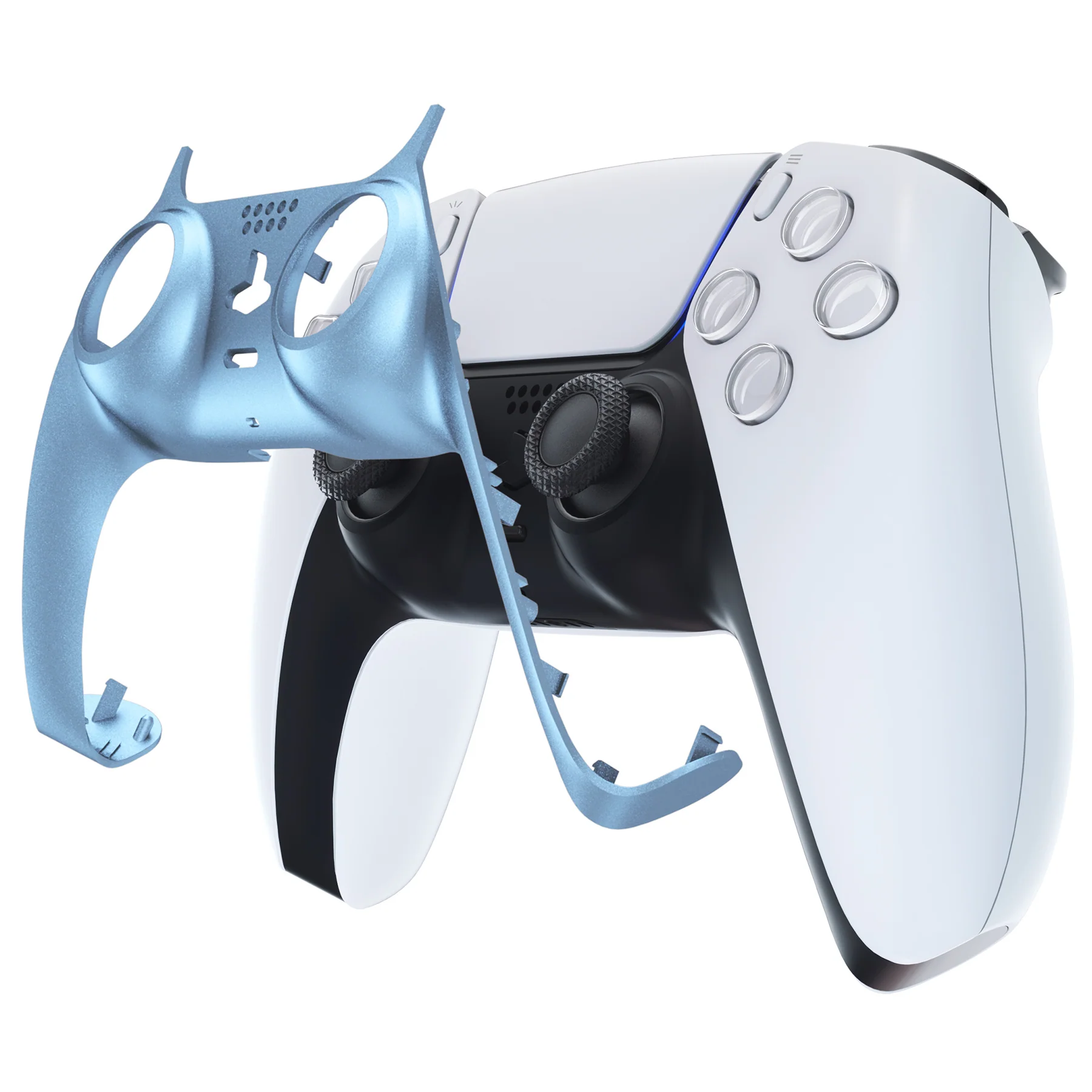 eXtremeRate Replacement Decorative Trim Shell with Accent Rings Compatible with PS5 Controller BDM-010/020/030/040/050 - Metallic Titanium Blue - Image 7