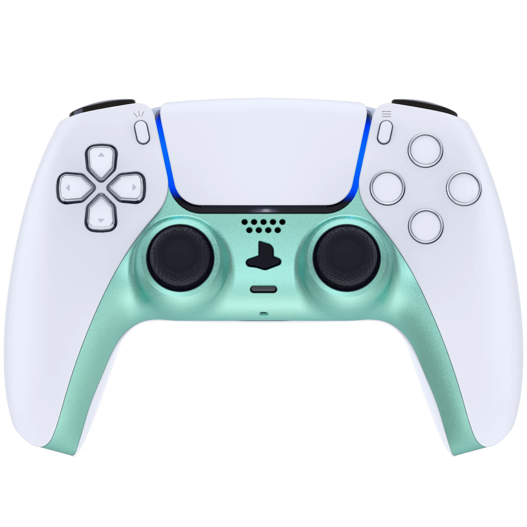 eXtremeRate Replacement Decorative Trim Shell with Accent Rings Compatible with PS5 Controller BDM-010/020/030/040/050 - Metallic Vista Green - Image 2
