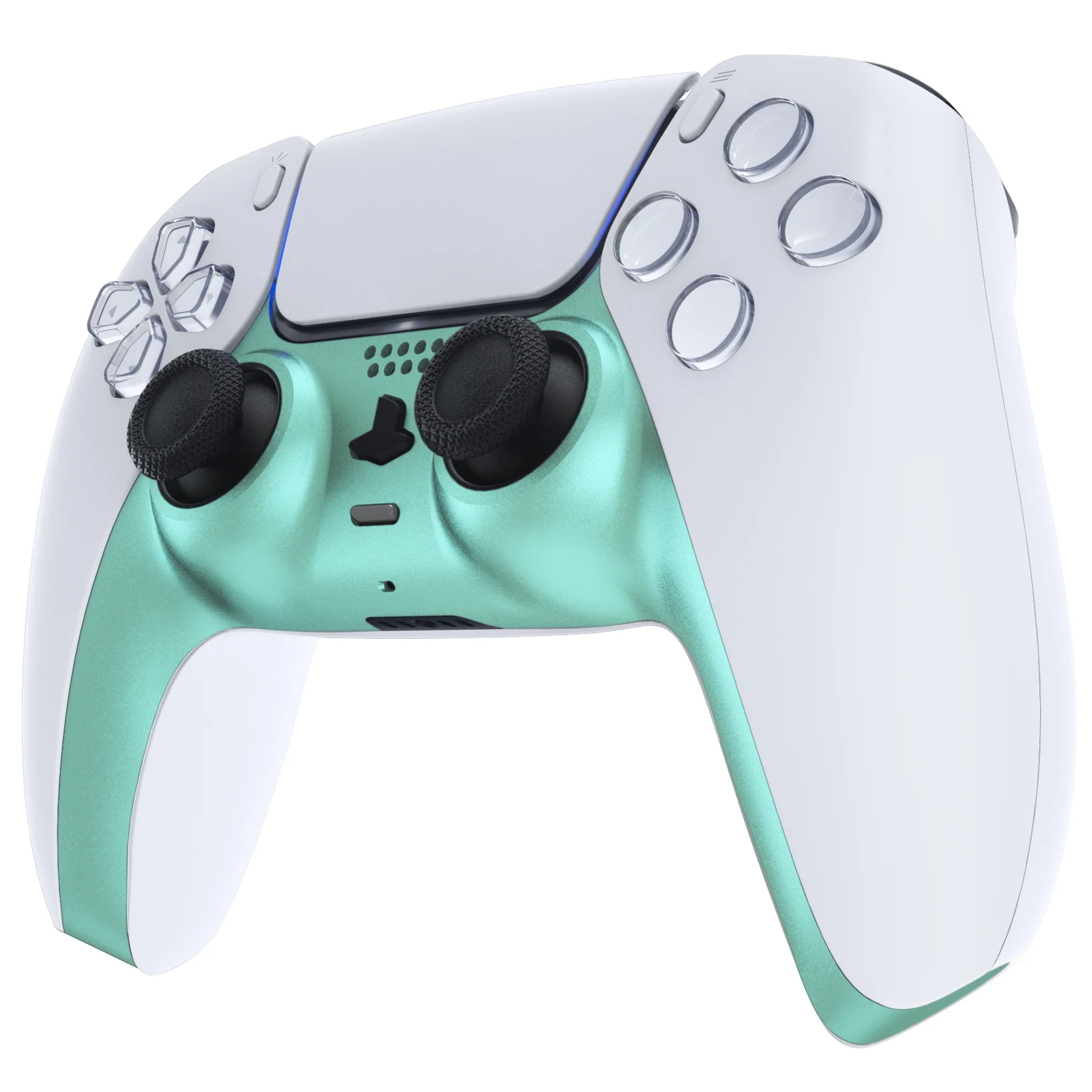 eXtremeRate Replacement Decorative Trim Shell with Accent Rings Compatible with PS5 Controller BDM-010/020/030/040/050 - Metallic Vista Green - Image 4