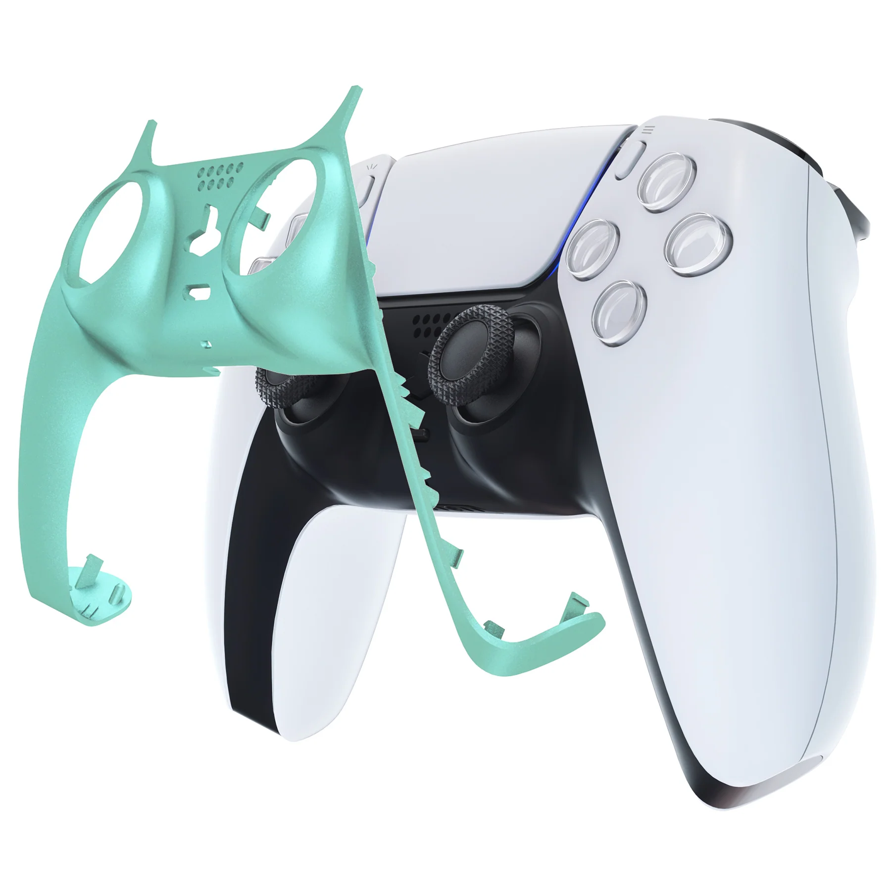 eXtremeRate Replacement Decorative Trim Shell with Accent Rings Compatible with PS5 Controller BDM-010/020/030/040/050 - Metallic Vista Green - Image 7