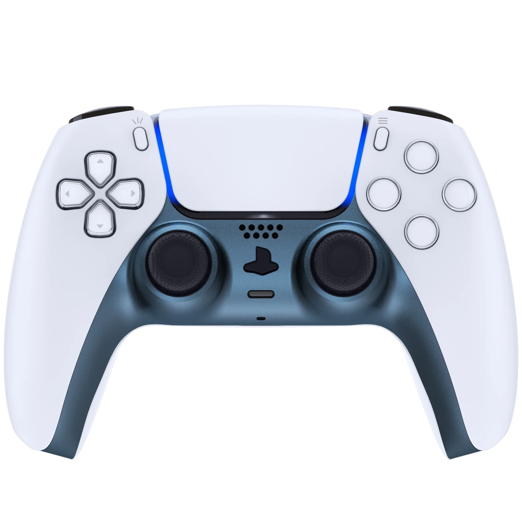 eXtremeRate Replacement Decorative Trim Shell with Accent Rings Compatible with PS5 Controller BDM-010/020/030/040/050 - Metallic Regal Blue - Image 2
