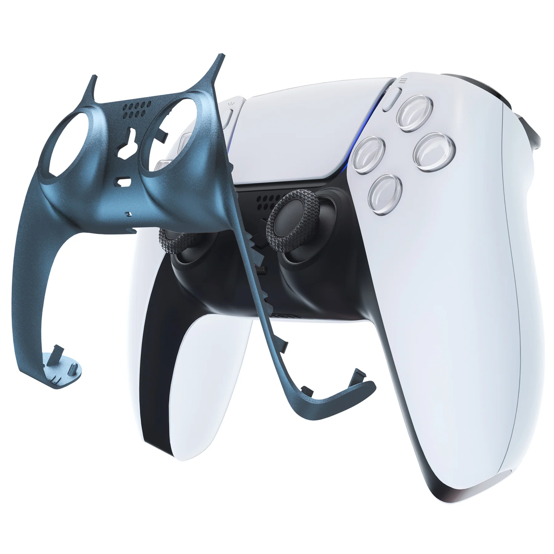 eXtremeRate Replacement Decorative Trim Shell with Accent Rings Compatible with PS5 Controller BDM-010/020/030/040/050 - Metallic Regal Blue - Image 7