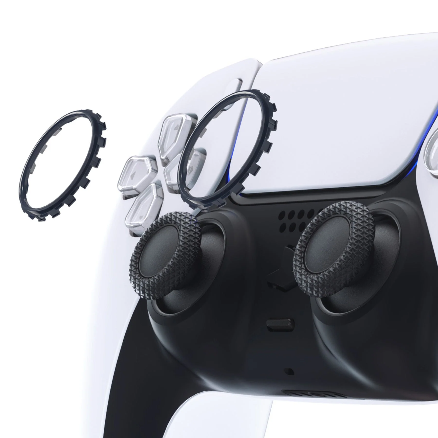 eXtremeRate Custom Replacement Accent Rings for PS5 Controller - Midnight Blue - Image 4