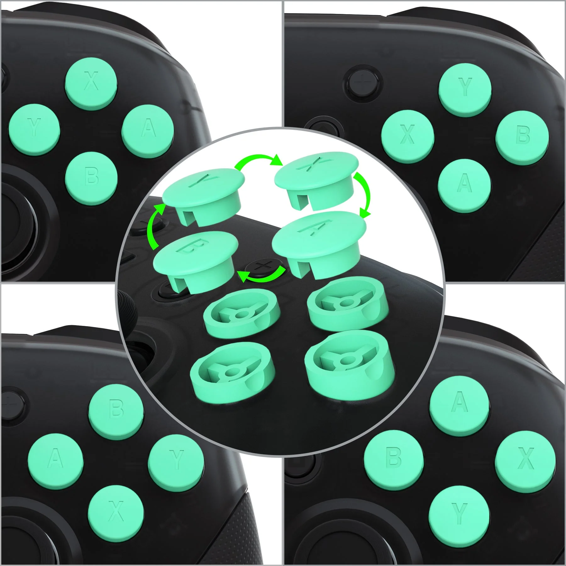 eXtremeRate Replacement Interchangeable ABXY Buttons for Nintendo Switch Pro Controller - Mint Green - Image 2