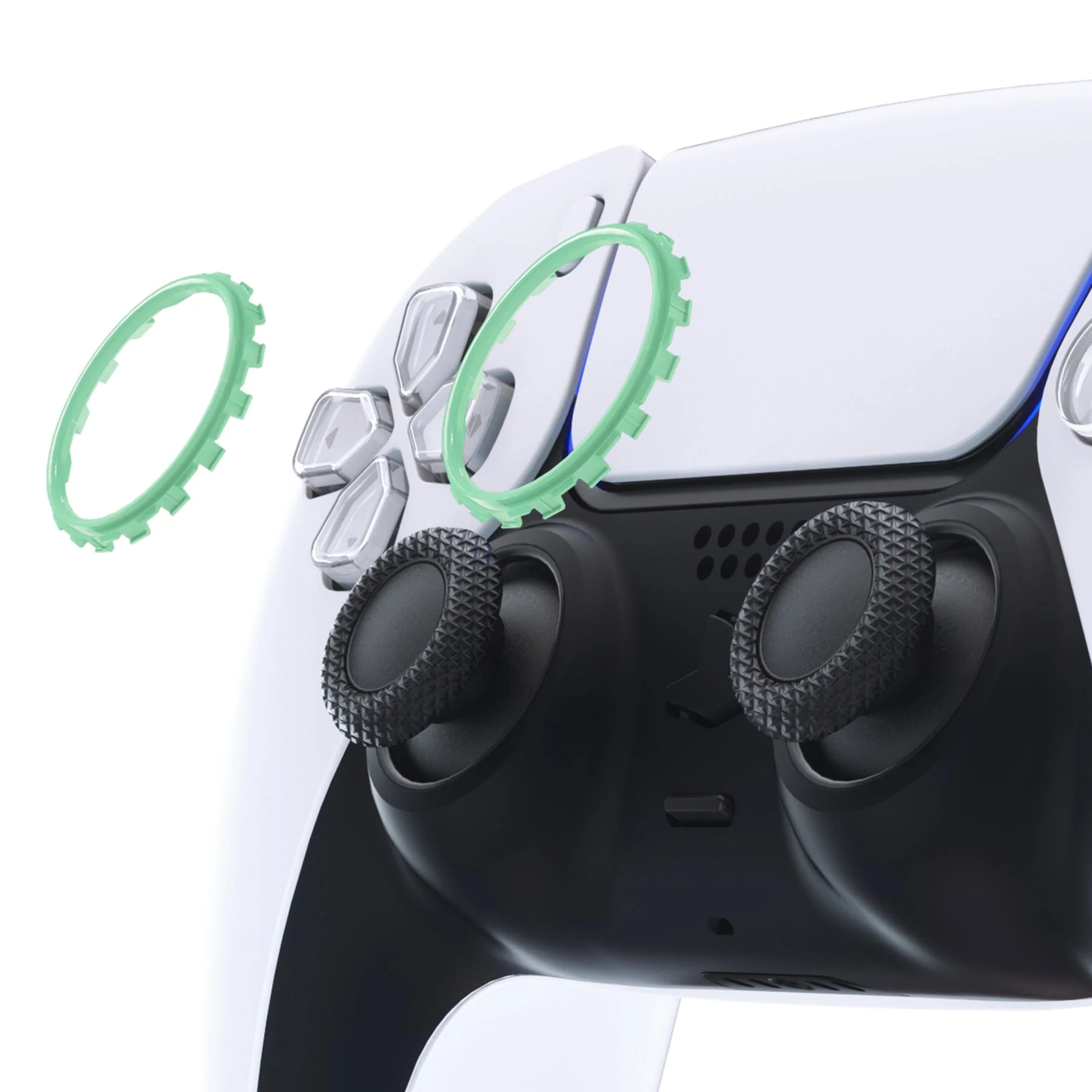 eXtremeRate Custom Replacement Accent Rings for PS5 Controller - Mint Green - Image 5