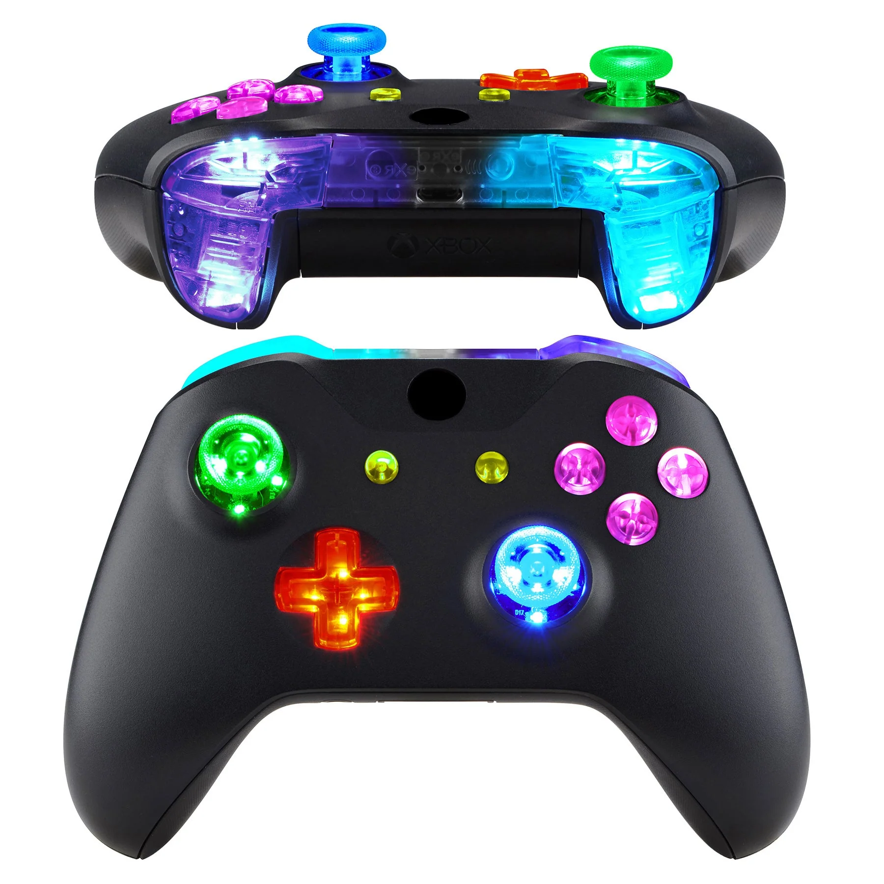 eXtremeRate Multi-Colors Luminated Buttons DTFS (DTF 2.0) LED Kit for Xbox One X & S Controller - Clear - Image 2