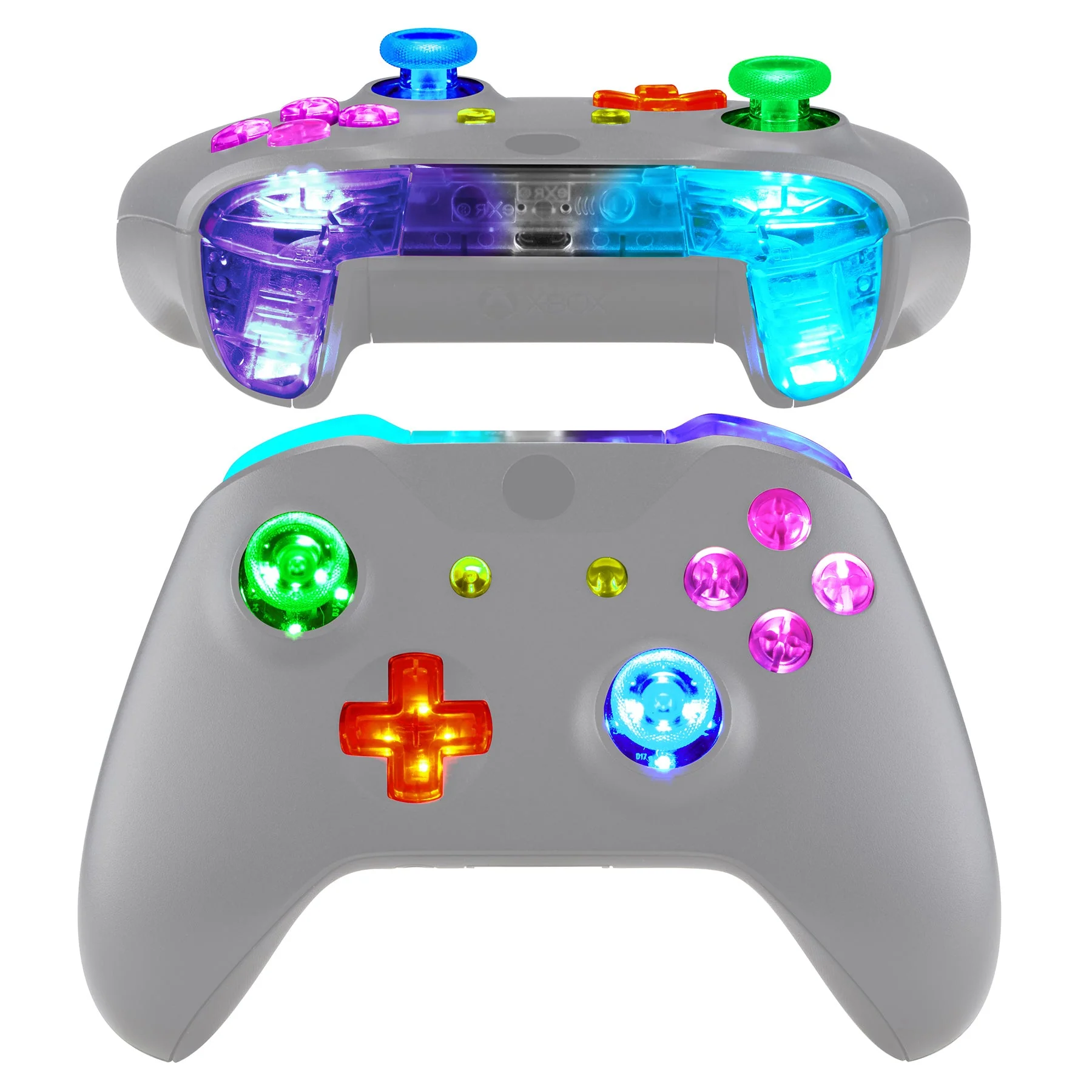 eXtremeRate Multi-Colors Luminated Buttons DTFS (DTF 2.0) LED Kit for Xbox One X & S Controller - Clear - Image 3