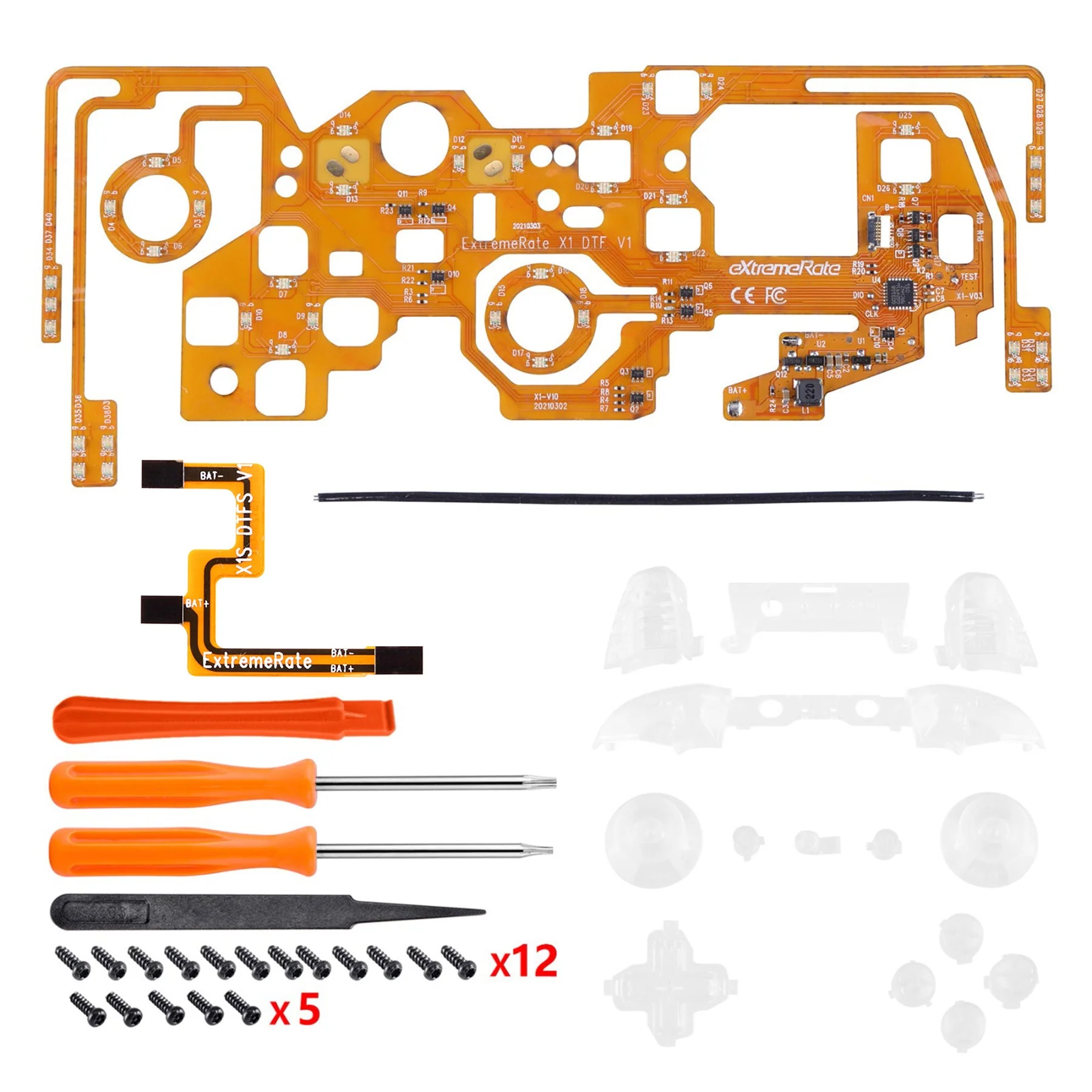 eXtremeRate Multi-Colors Luminated Buttons DTFS (DTF 2.0) LED Kit for Xbox One X & S Controller - Clear - Image 6