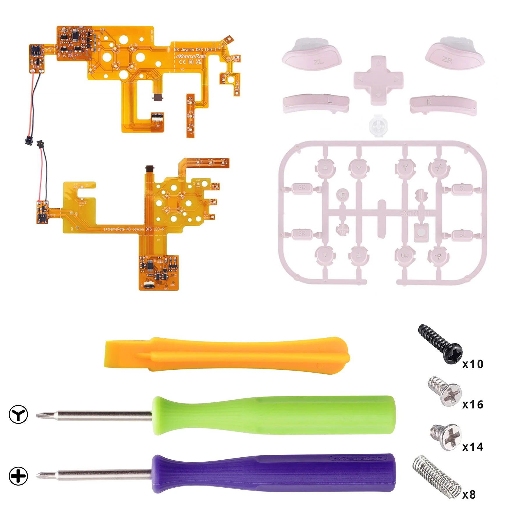 eXtremeRate Multi-Colors Luminated Buttons DFS LED Kit for NS Switch  & Switch OLED Model Joycon - Cherry Blossoms Pink - Image 4