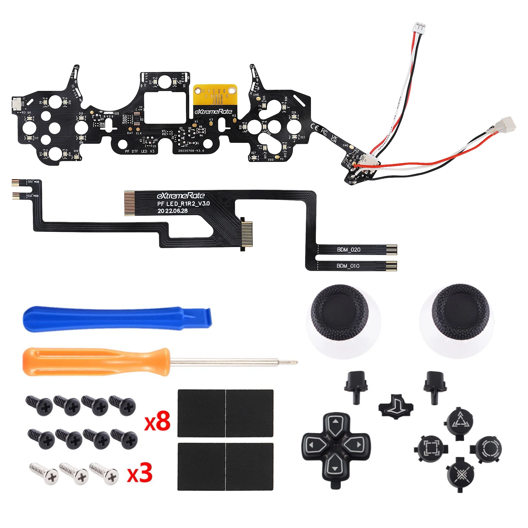 eXtremeRate Multi-Colors Luminated Buttons DTF V3 LED Kit for PS5 Controlle BDM-010/020 - Black - Image 10