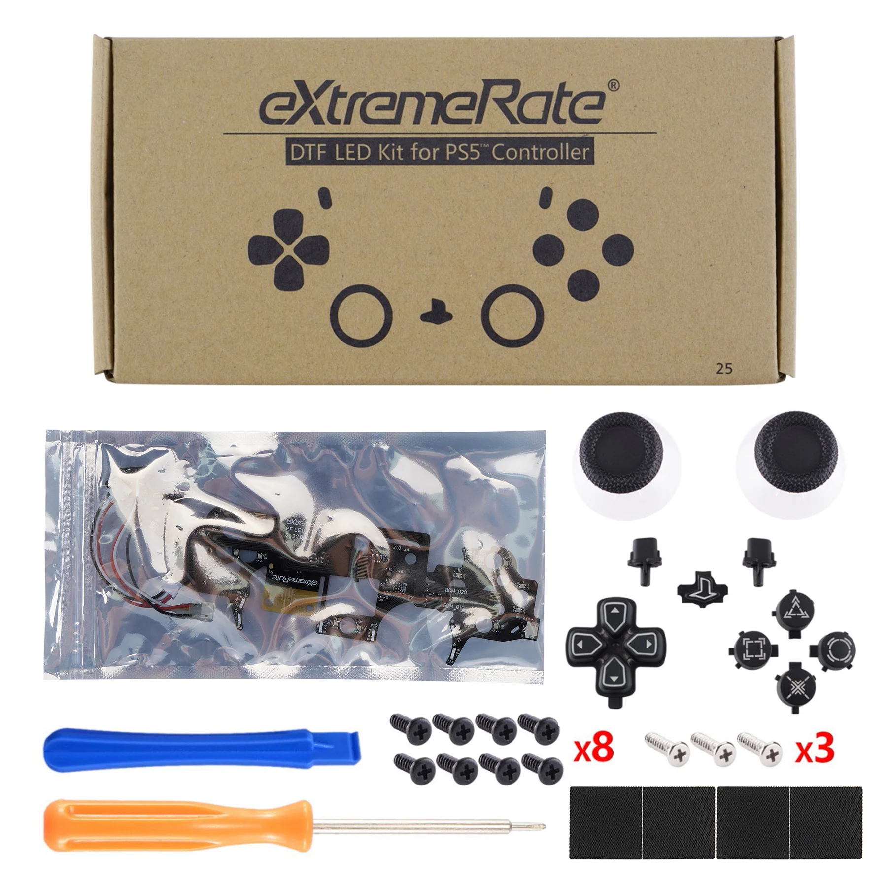 eXtremeRate Multi-Colors Luminated Buttons DTF V3 LED Kit for PS5 Controlle BDM-010/020 - Black - Image 4