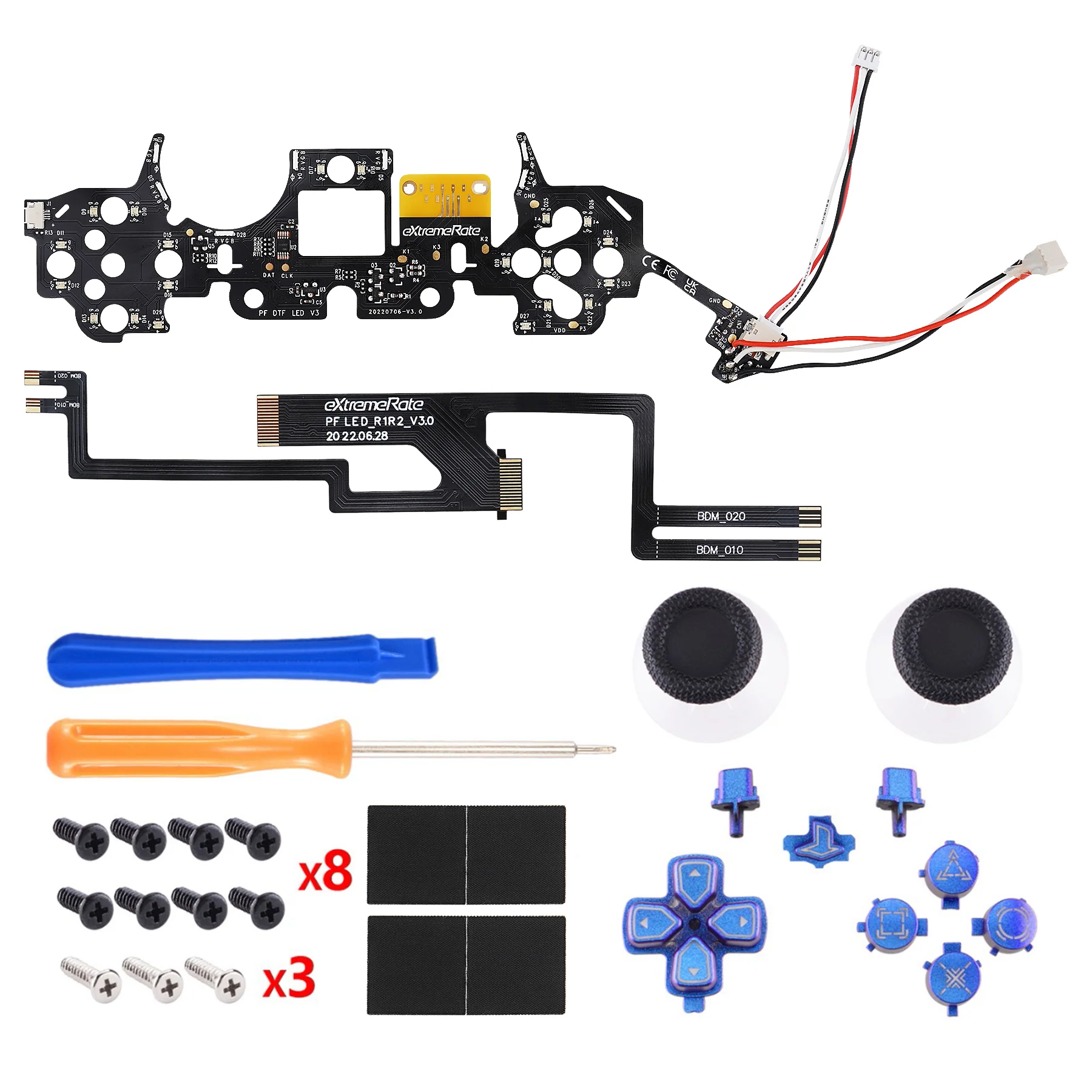 eXtremeRate Multi-Colors Luminated Buttons DTF V3 LED Kit for PS5 Controlle BDM-010/020 - Chameleon Purple Blue - Image 10