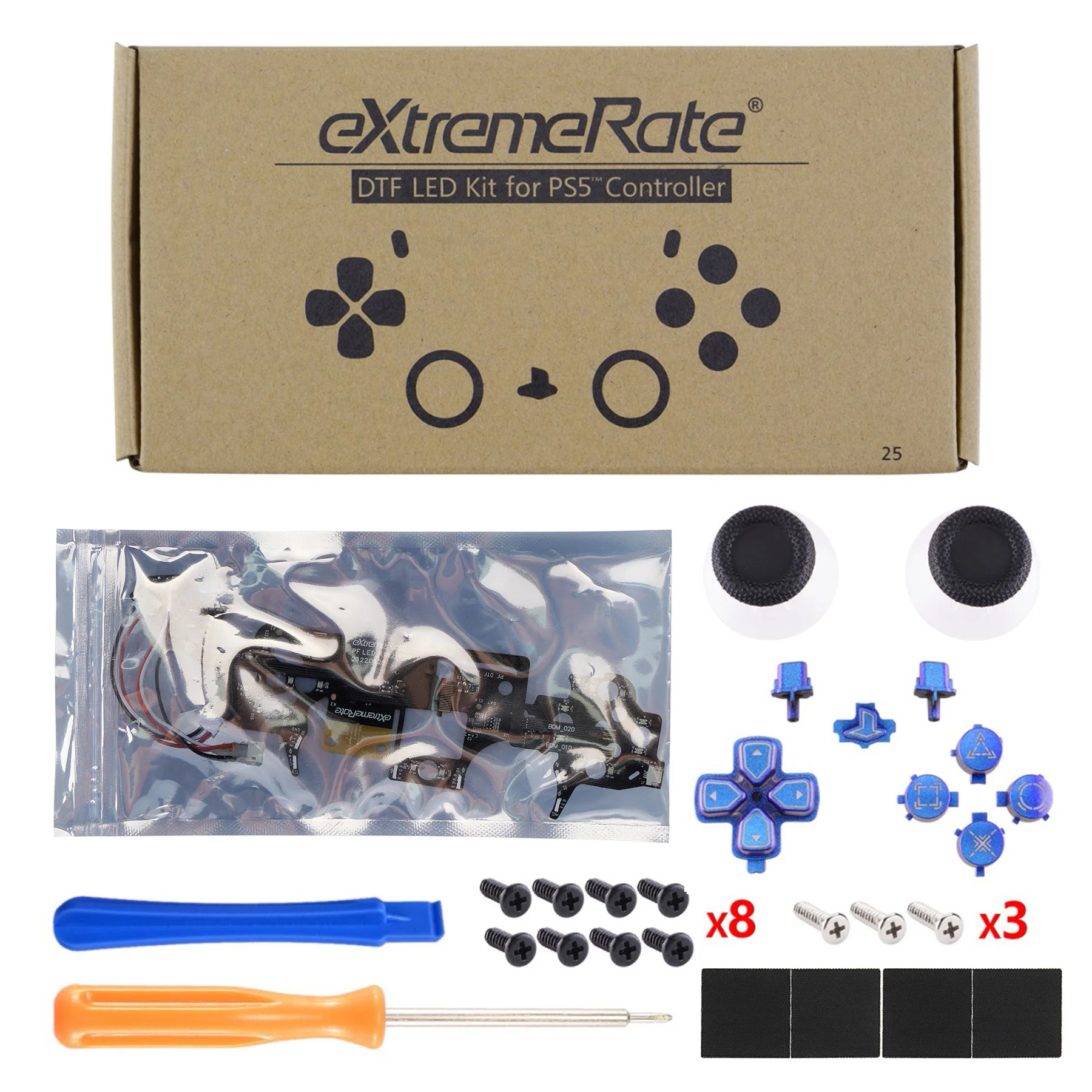 eXtremeRate Multi-Colors Luminated Buttons DTF V3 LED Kit for PS5 Controlle BDM-010/020 - Chameleon Purple Blue - Image 4