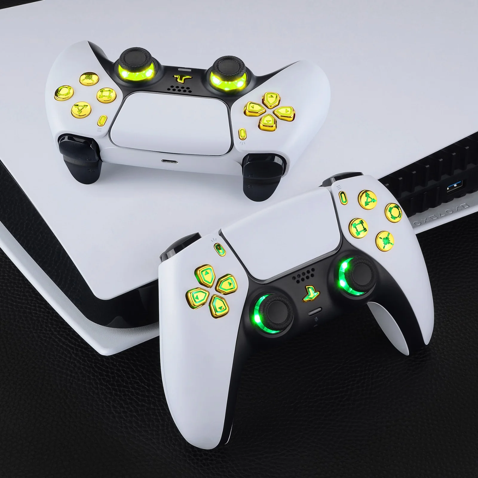 eXtremeRate Multi-Colors Luminated Buttons DTF V3 LED Kit for PS5 Controlle BDM-010/020 - Chrome Gold - Image 5
