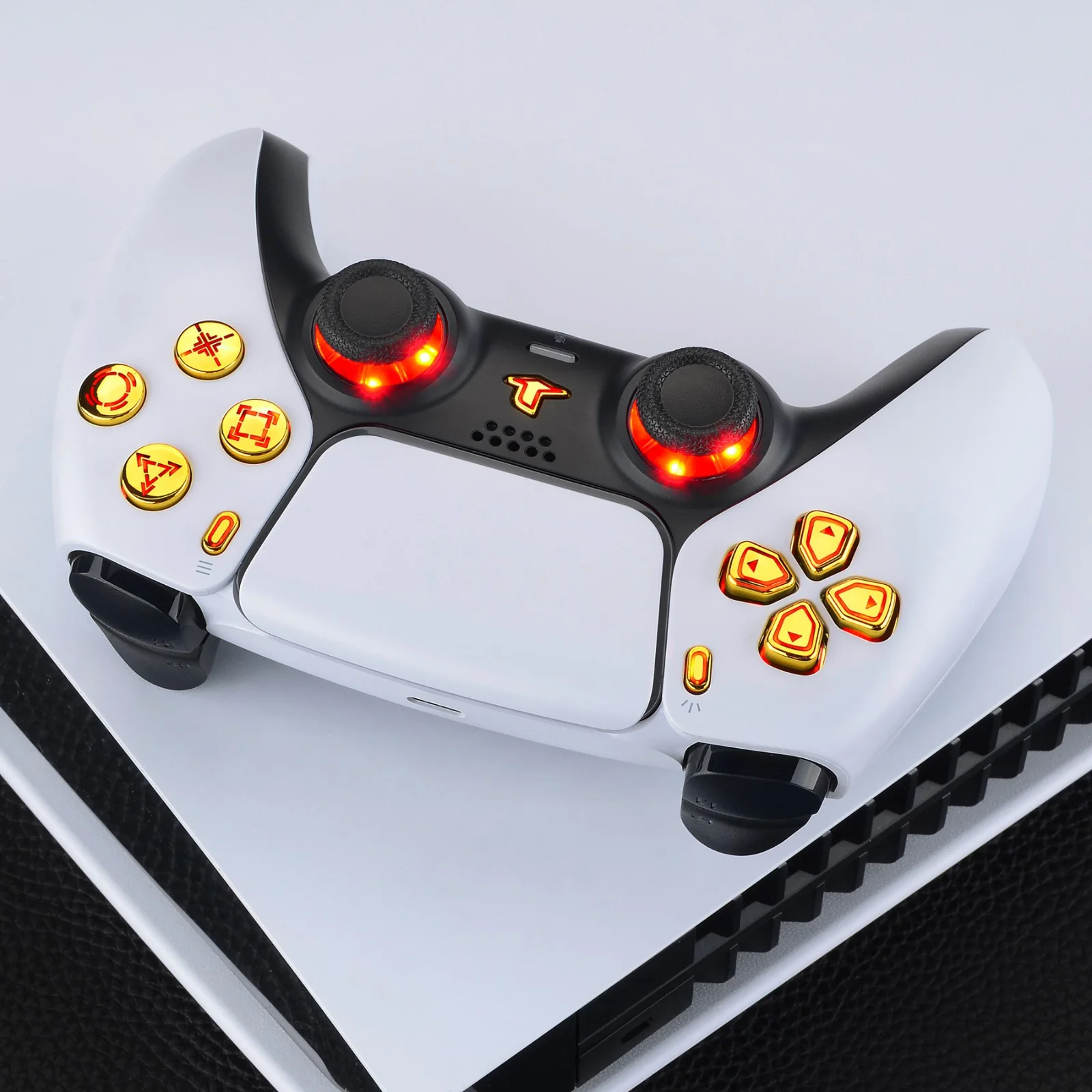 eXtremeRate Multi-Colors Luminated Buttons DTF V3 LED Kit for PS5 Controlle BDM-010/020 - Chrome Gold - Image 7
