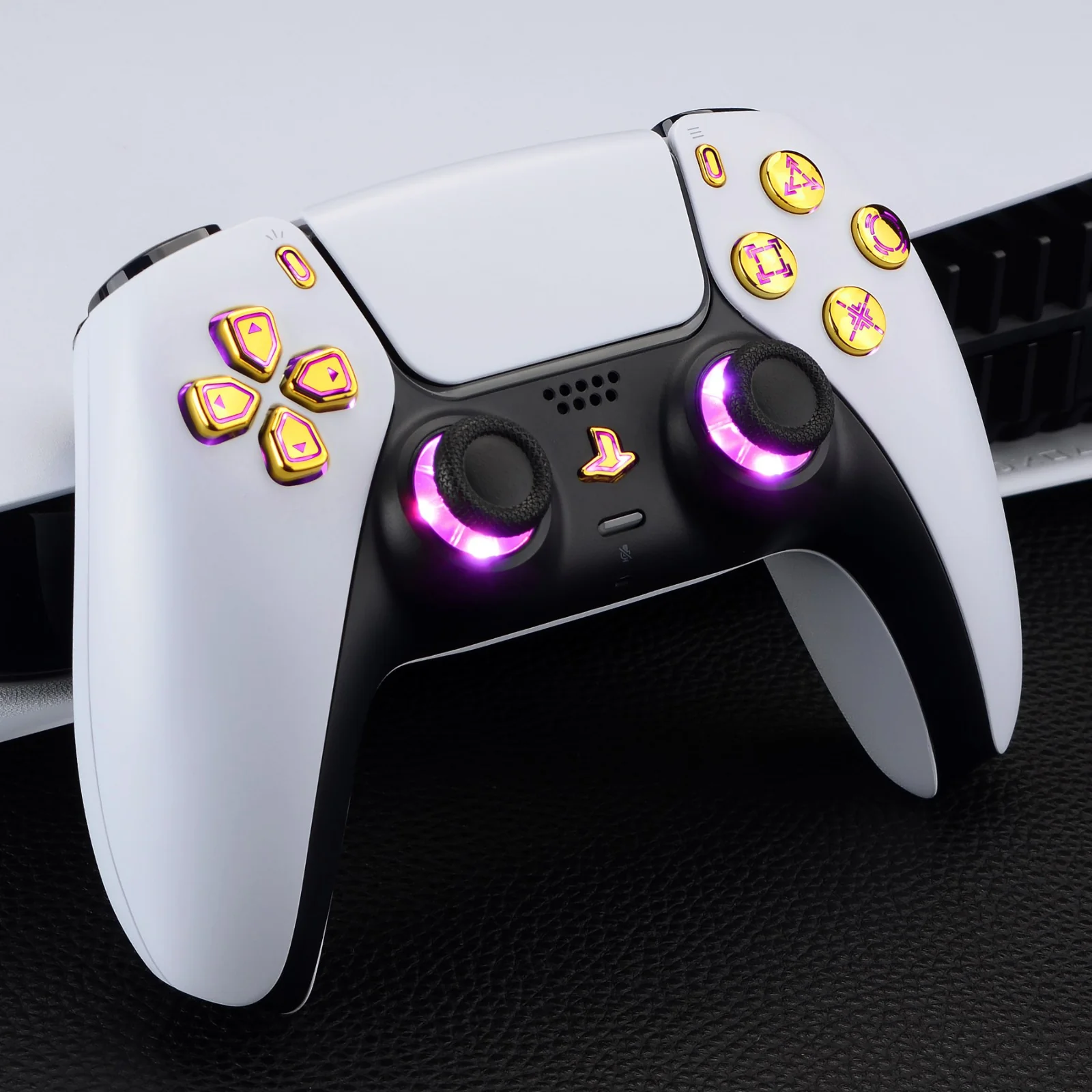 eXtremeRate Multi-Colors Luminated Buttons DTF V3 LED Kit for PS5 Controlle BDM-010/020 - Chrome Gold - Image 8