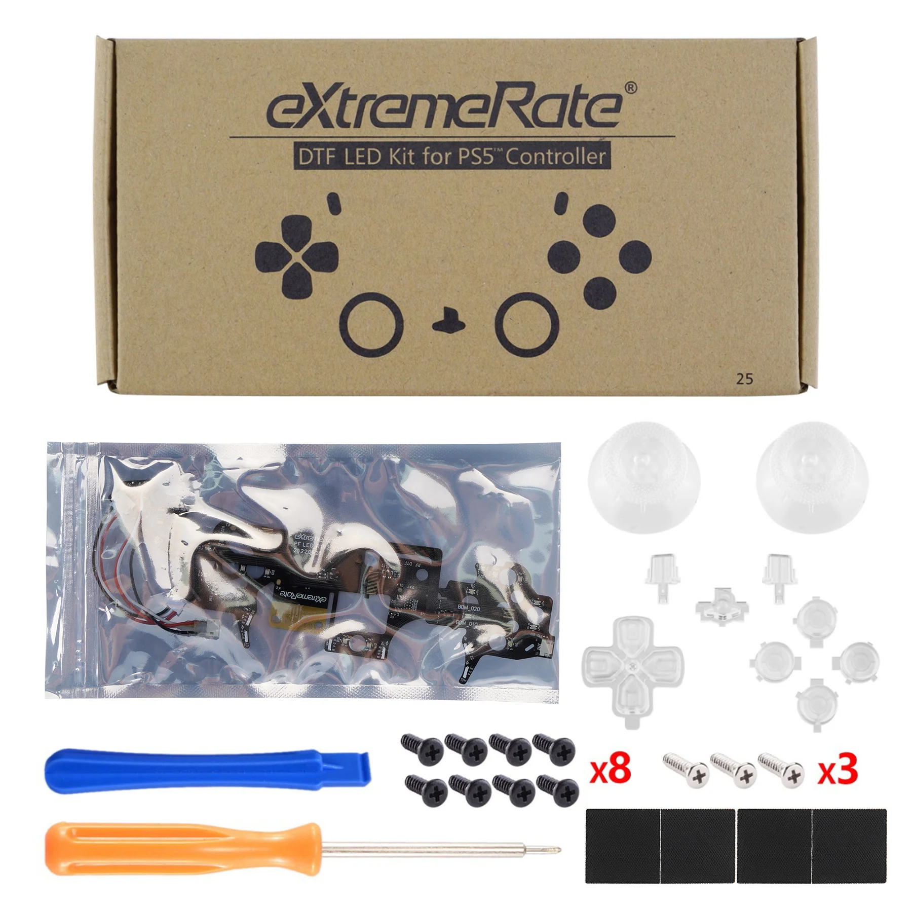 eXtremeRate Multi-Colors Luminated Buttons DTF V3 LED Kit for PS5 Controlle BDM-010/020 - Clear - Image 4