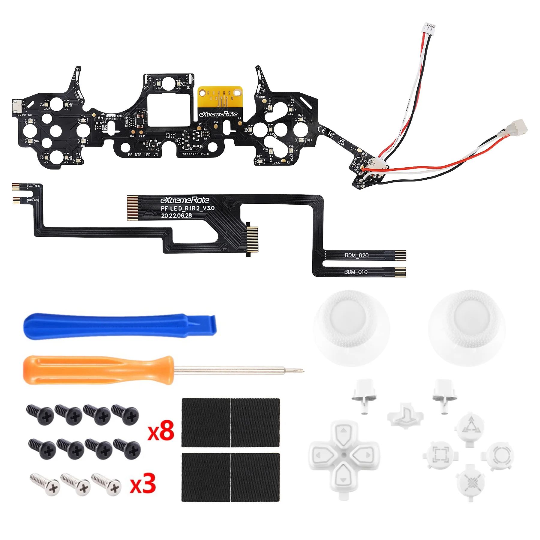 eXtremeRate Multi-Colors Luminated Buttons DTF V3 LED Kit for PS5 Controlle BDM-010/020 - White - Image 10