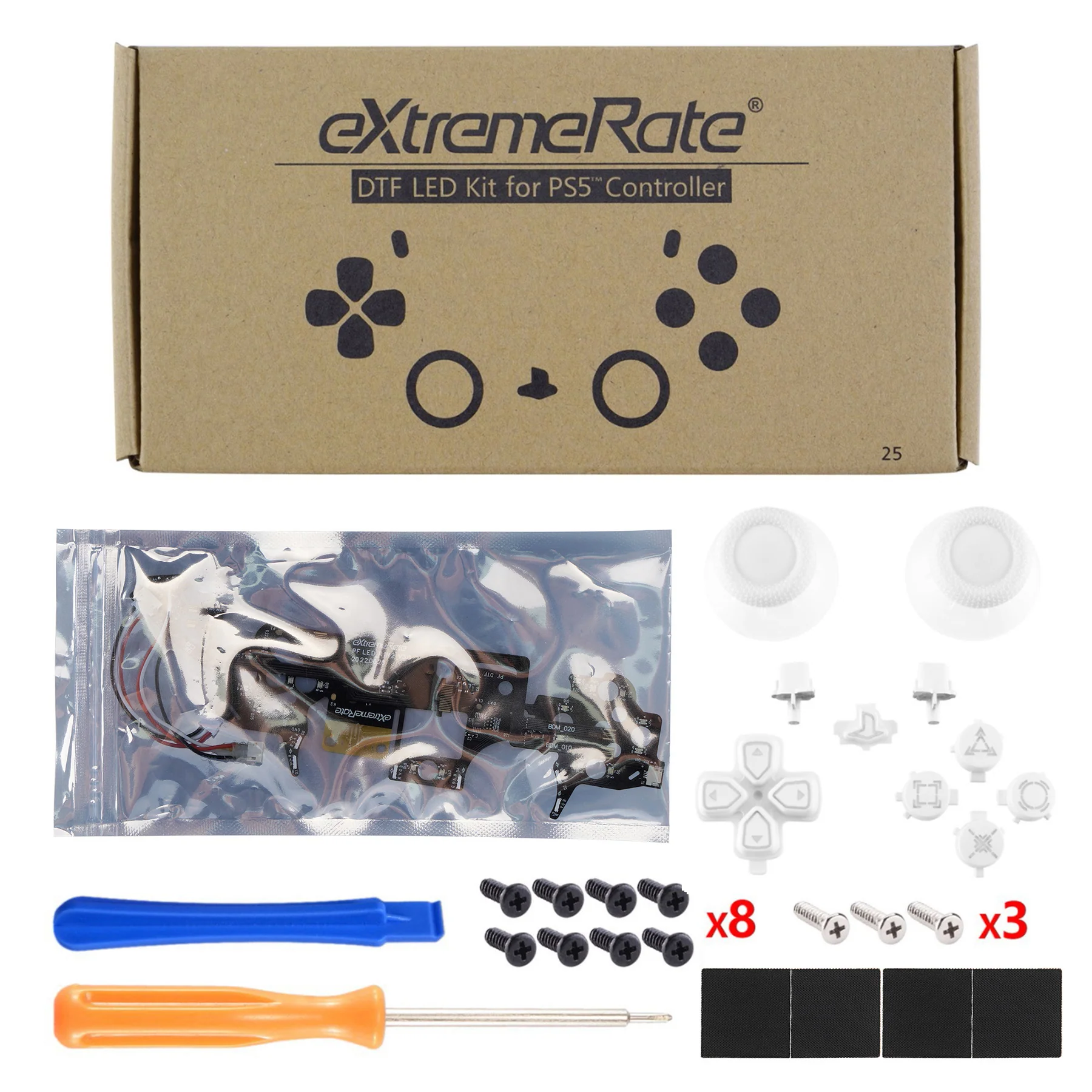 eXtremeRate Multi-Colors Luminated Buttons DTF V3 LED Kit for PS5 Controlle BDM-010/020 - White - Image 4